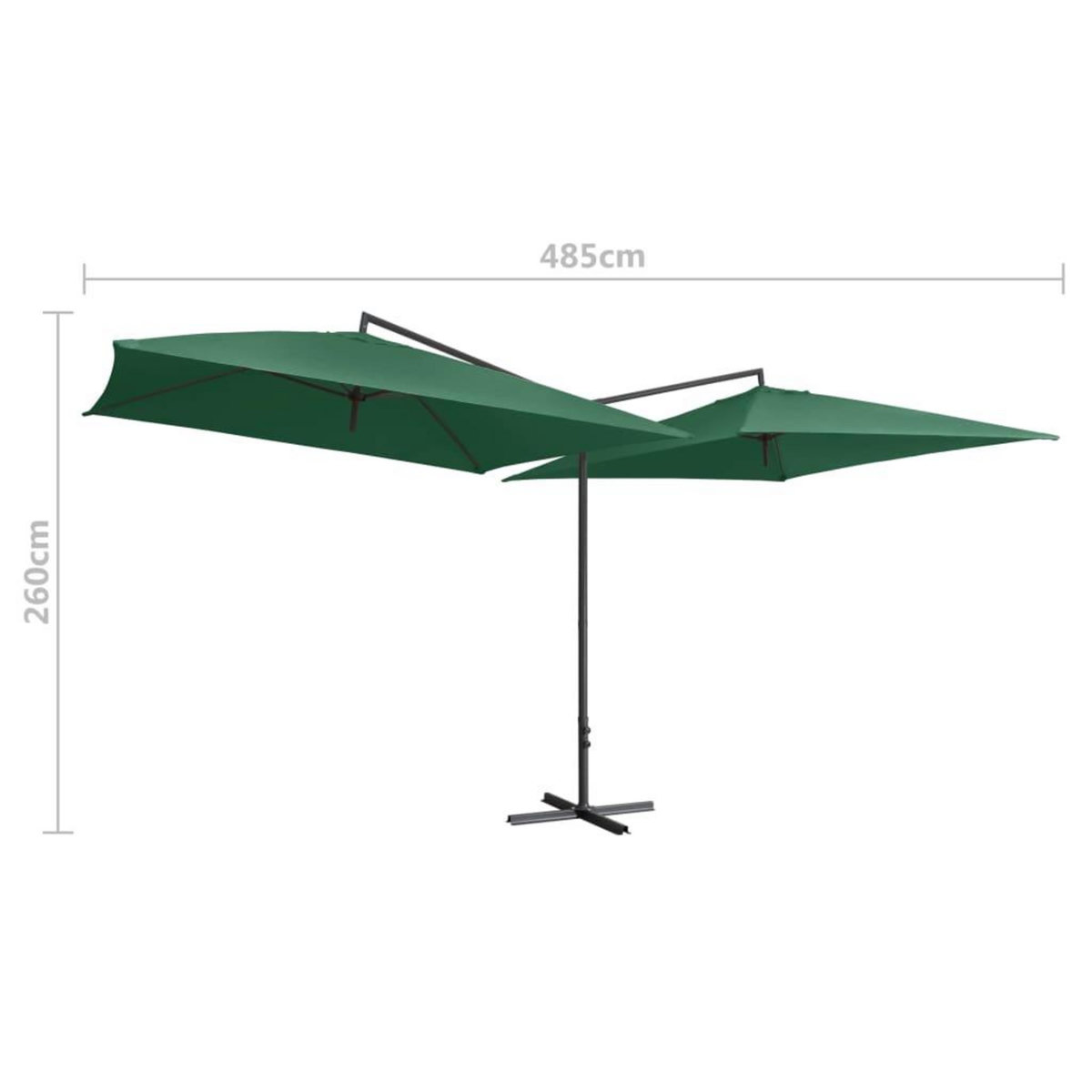 VIDAXL Parasol double avec mat en acier 250 x 250 cm Vert