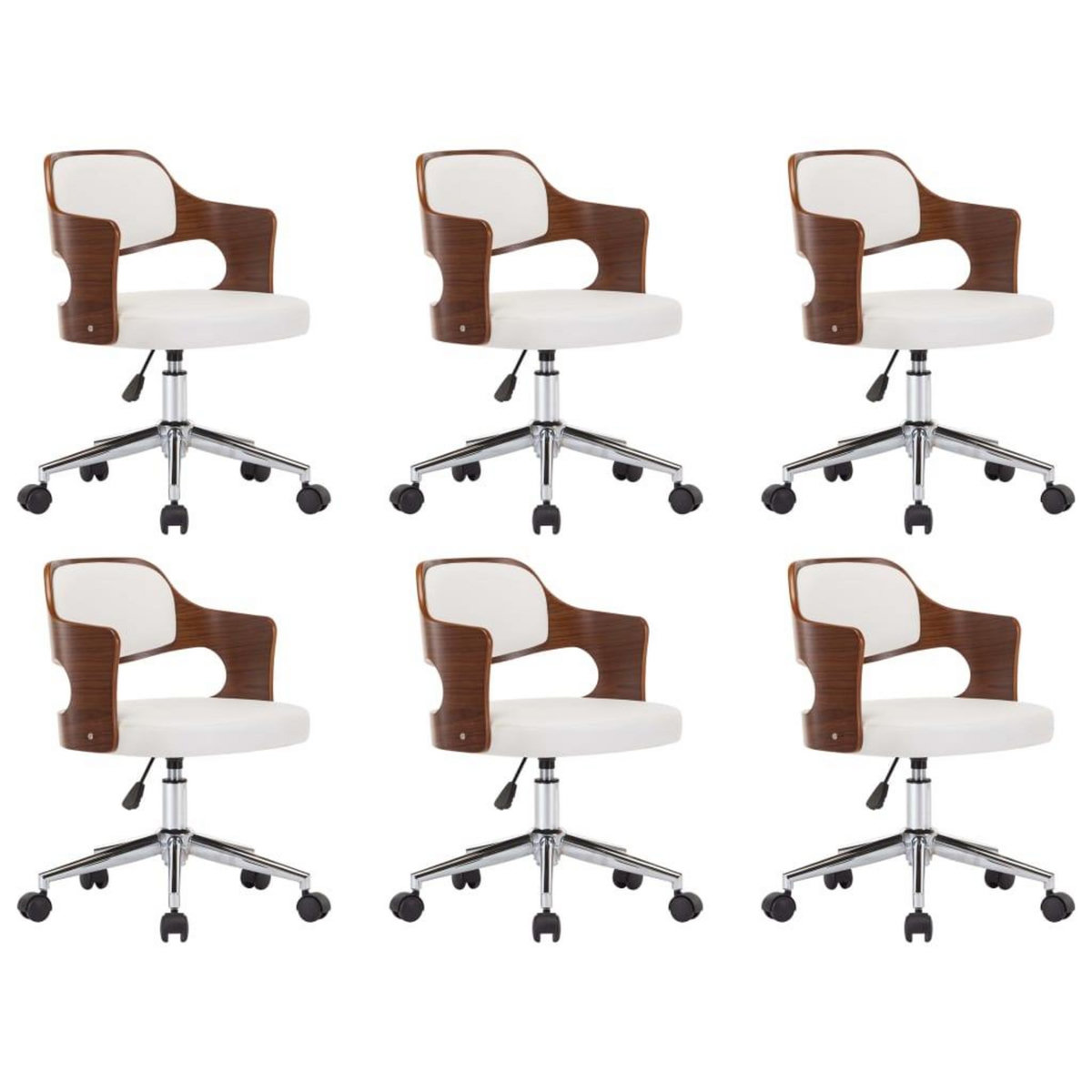 VIDAXL Chaises pivotantes a manger lot de 6 bois courbe et similicuir