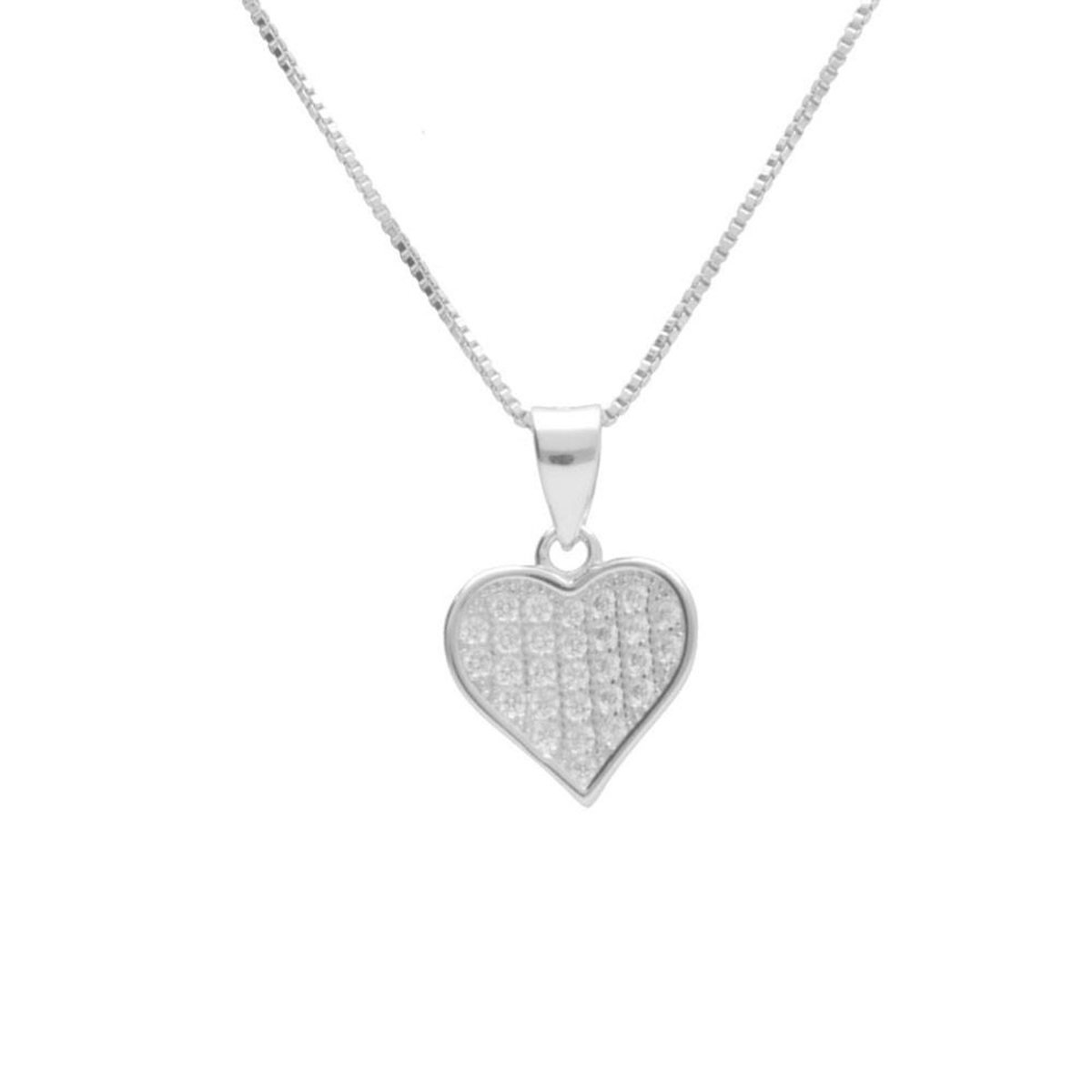 L'ATELIER D'AZUR Collier Argent 925/000 Rhodié - Coeur Pavé de Zirconiums