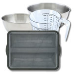 ZENKER Set pâtisserie avec moule 2 baguettes de pain 36 x 26 cm en silicone, 2 bols à mixer, verre mesureur et spatule Zenker