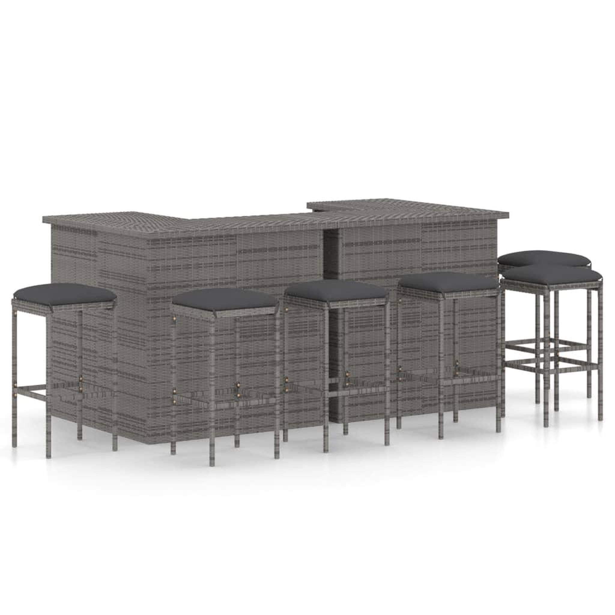 Voir la diapositive 1 : VIDAXL Ensemble de bar de jardin 8 pcs et coussins Resine tressee Gris
