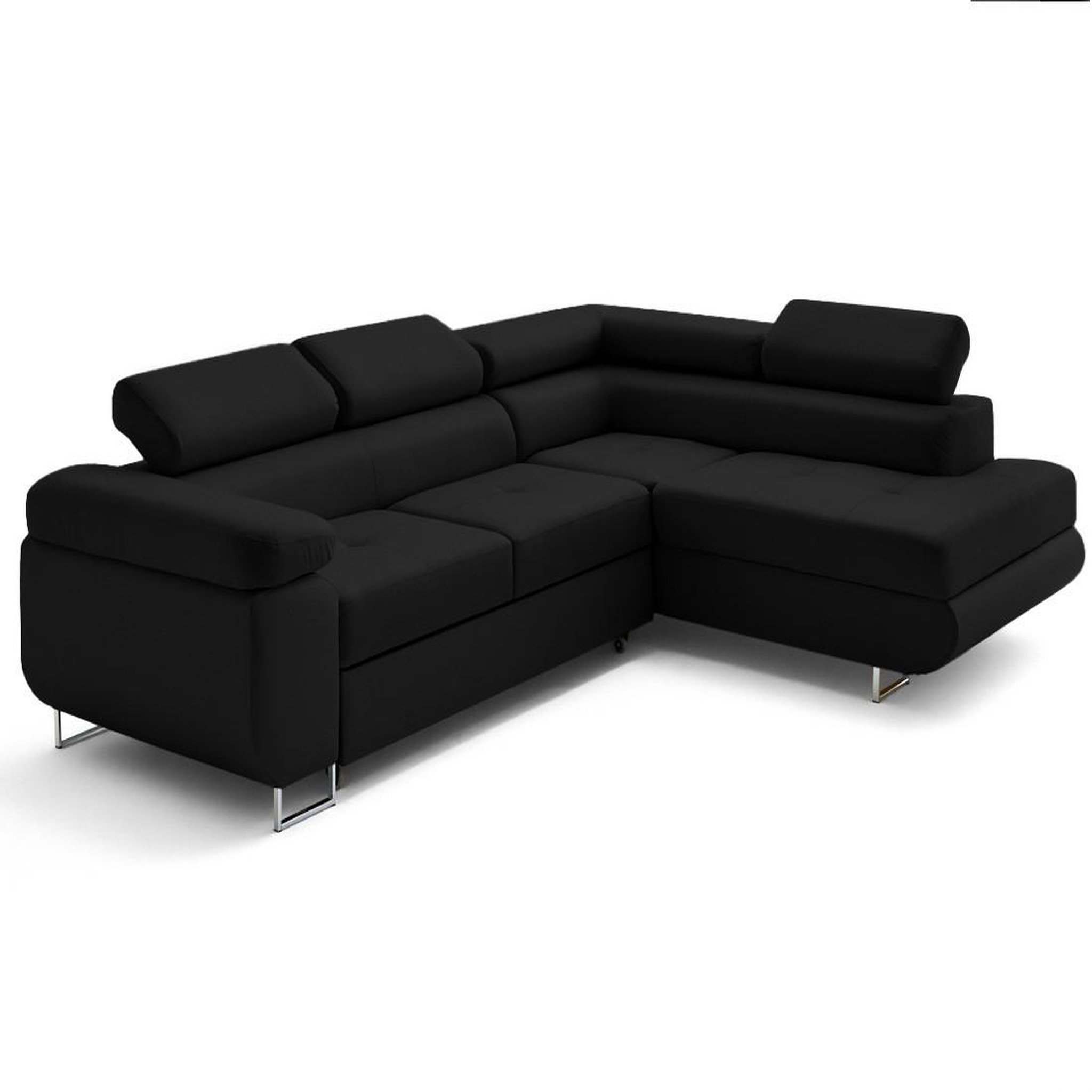 Voir la diapositive 2 : LISA DESIGN Zaria - canapé d'angle droit 5 places convertible avec coffre et têtières en simili