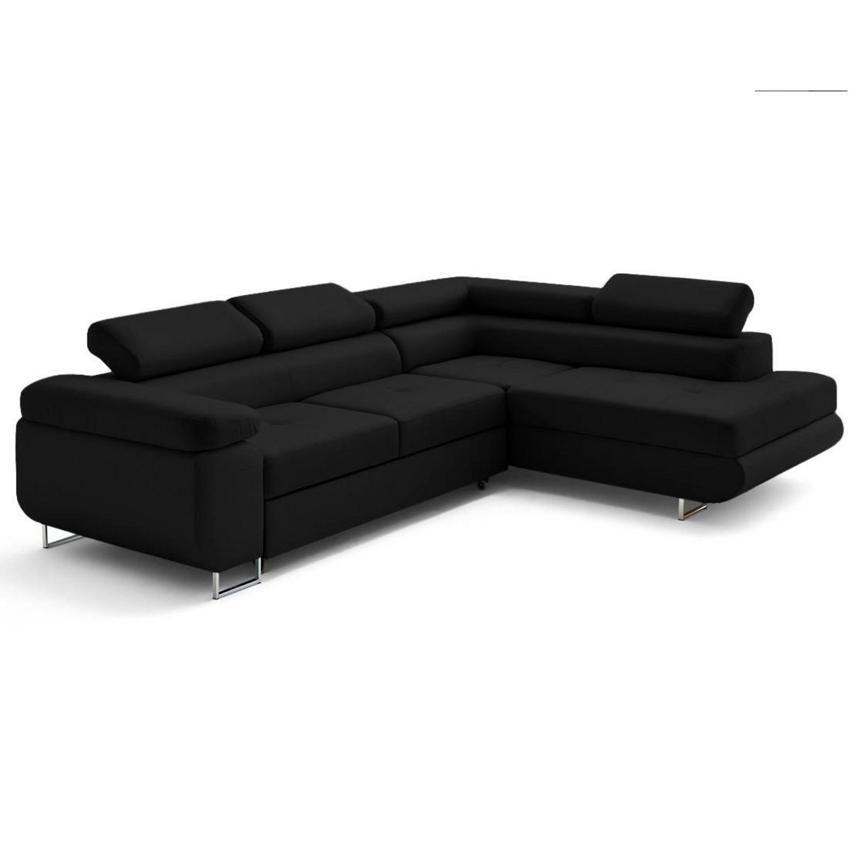 LISA DESIGN Zaria - canapé d'angle droit 5 places convertible avec coffre et têtières en simili