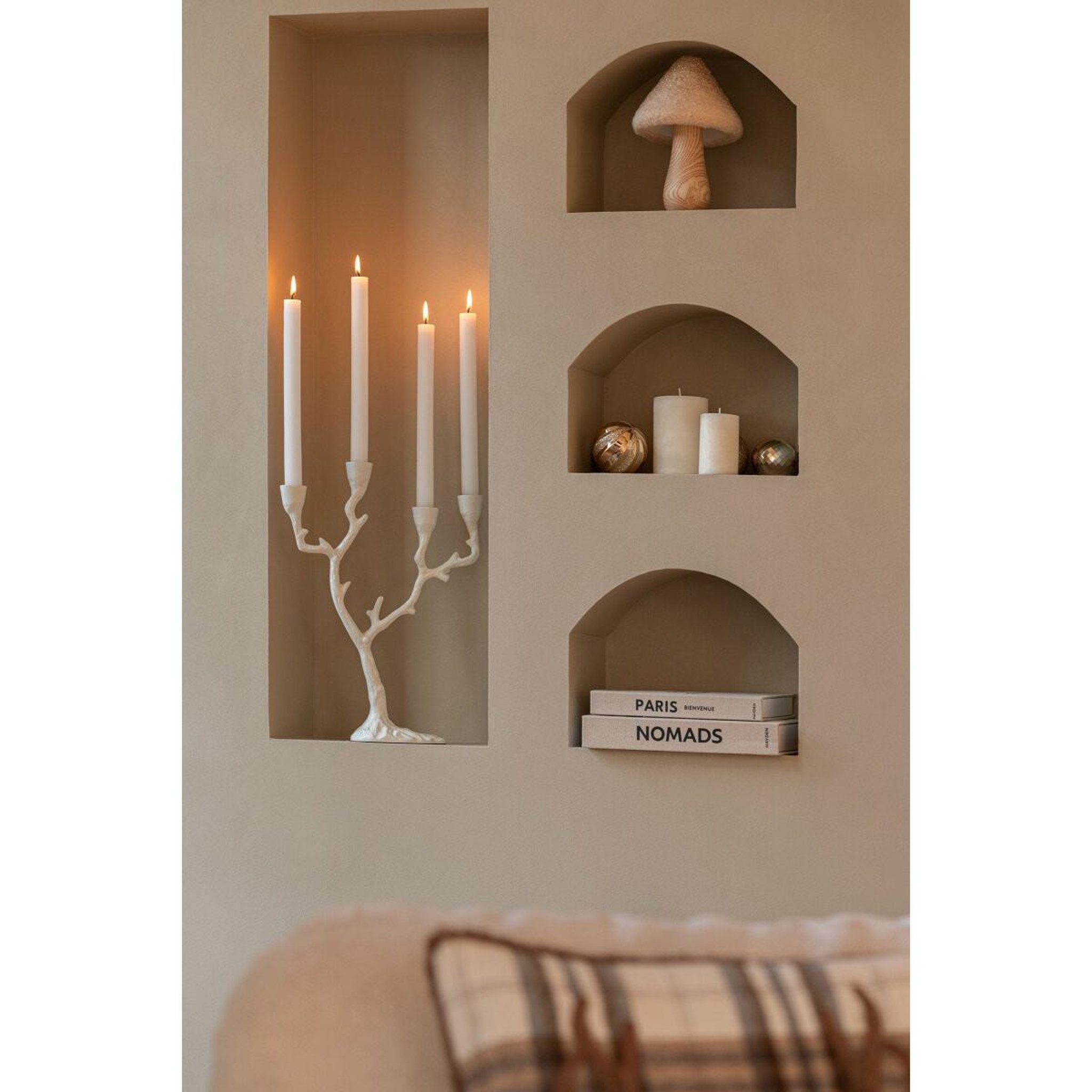 Voir la diapositive 2 : J-LINE Lot de 2 champignons déco en bois  rina  30cm naturel