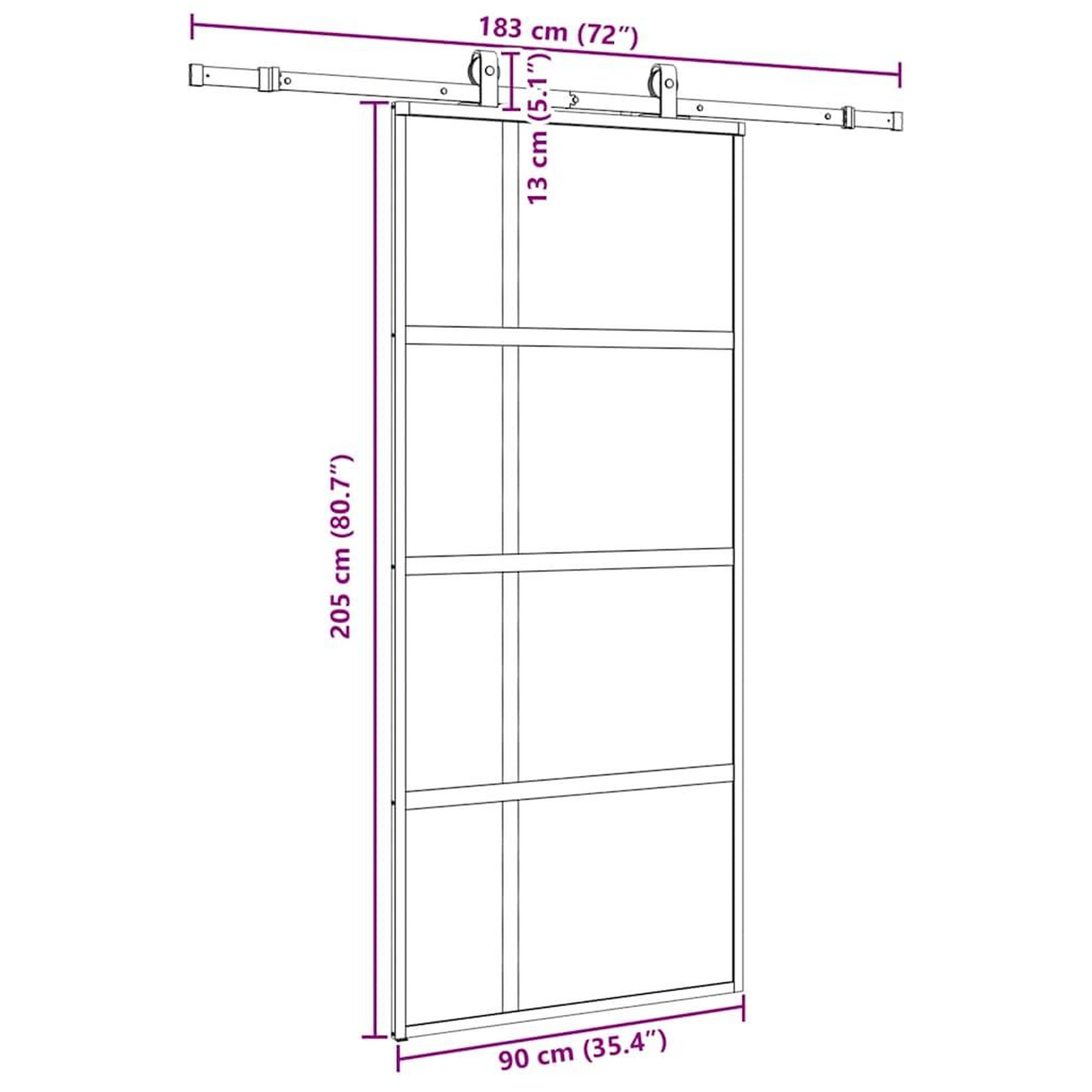 Voir la diapositive 6 : VIDAXL Porte coulissante avec kit de quincaillerie noir 90x205 cm