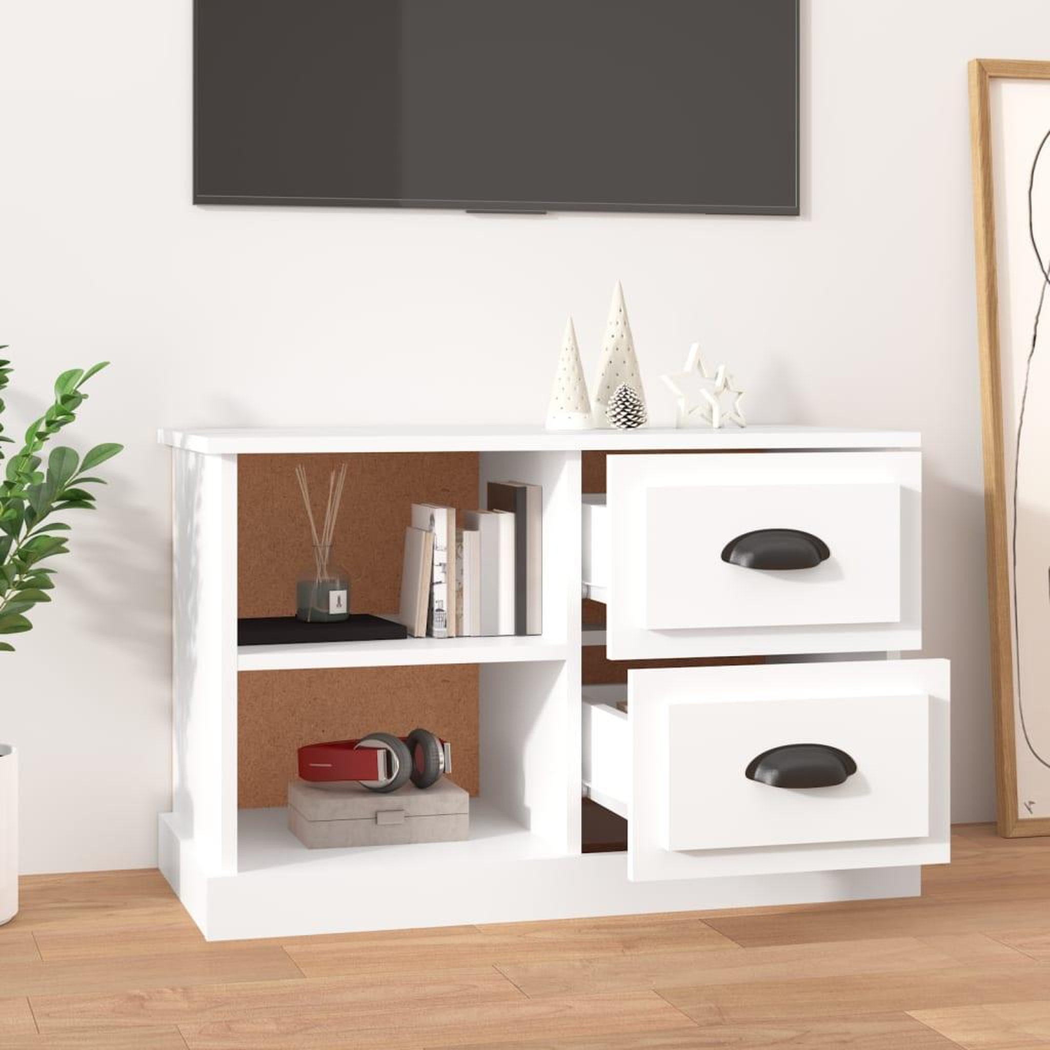 Voir la diapositive 3 : VIDAXL Meuble TV blanc 73x35,5x47,5 cm bois d'ingenierie