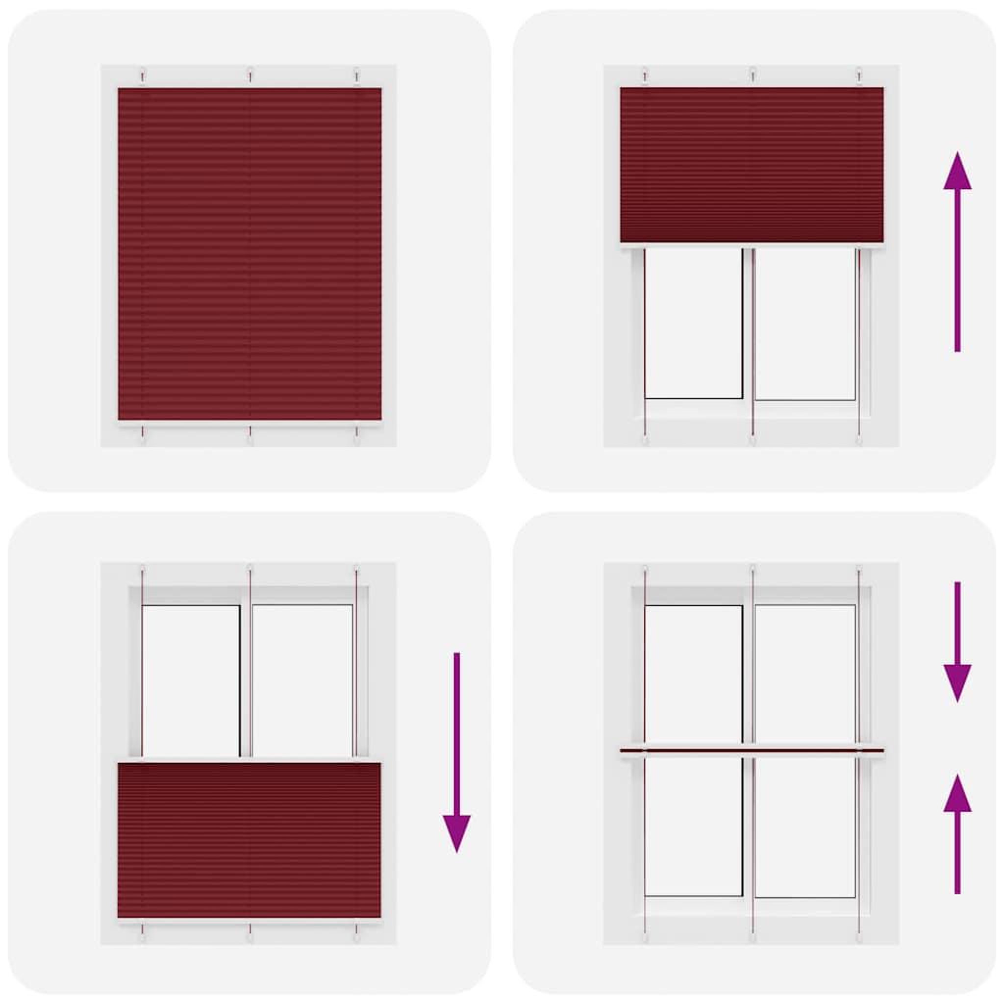 Voir la diapositive 5 : VIDAXL Store plisse rouge bordeaux 105x100 cm largeur du tissu 104,4cm