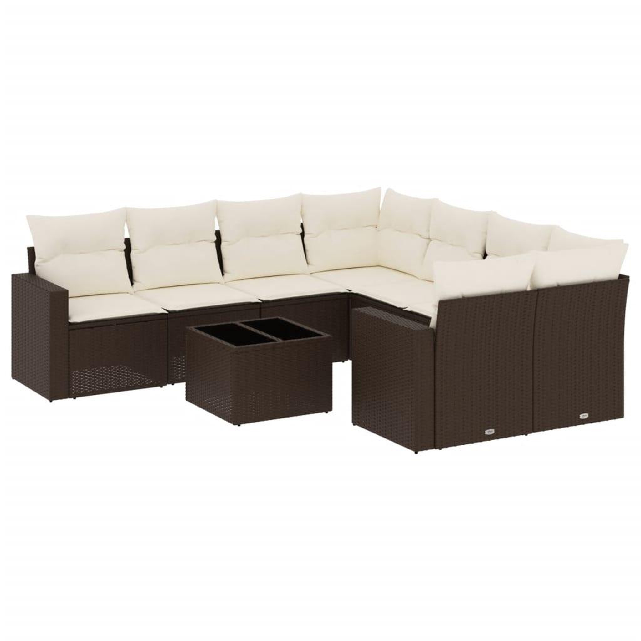 Voir la diapositive 2 : VIDAXL Salon de jardin avec coussins 9 pcs marron resine tressee