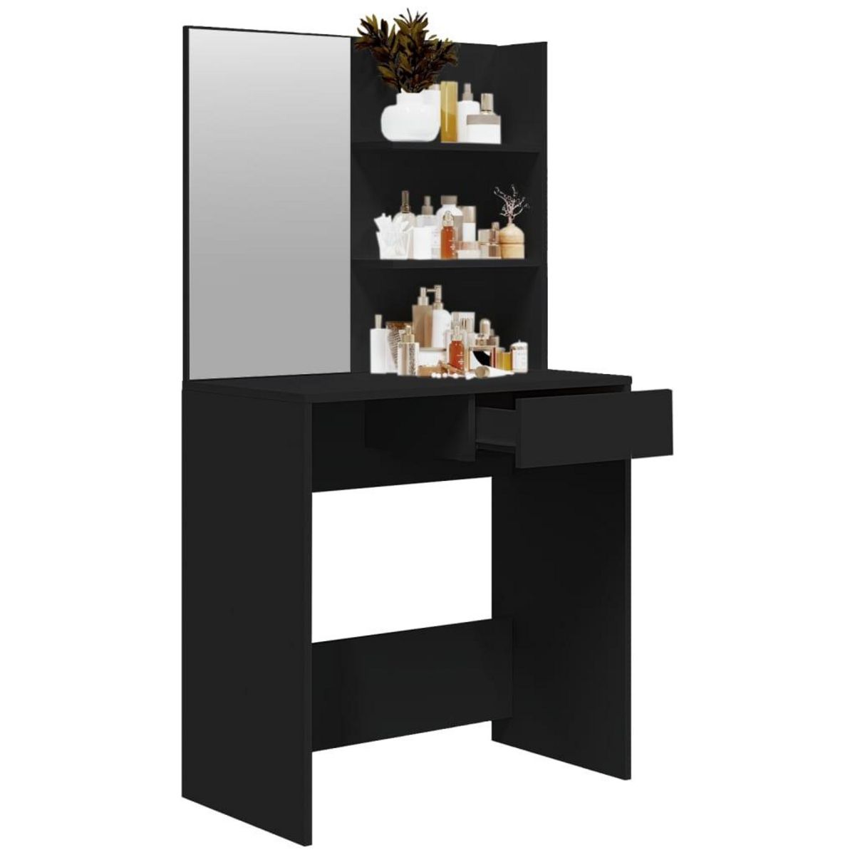 VIDAXL Coiffeuse avec miroir noir 74,5x40x141 cm