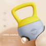 Voir la diapositive 4 : HOMCOM Kettlebell 10 Kg - prise ergonomique - entraînement musculaire & haltérophilie - PVC gris jaune