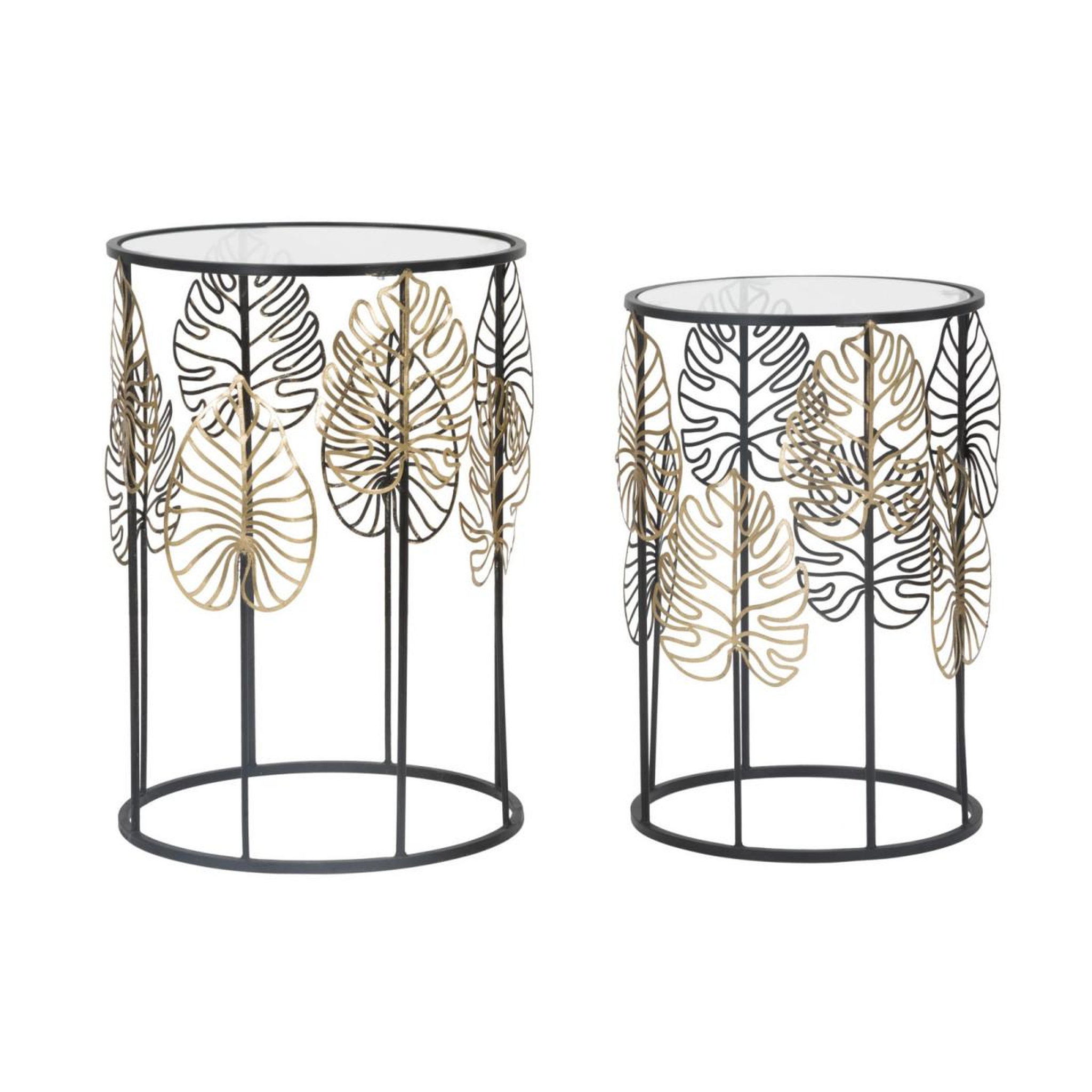 Paris Prix Lot de 2 tables d'appoint  coppia  55cm noir & or
