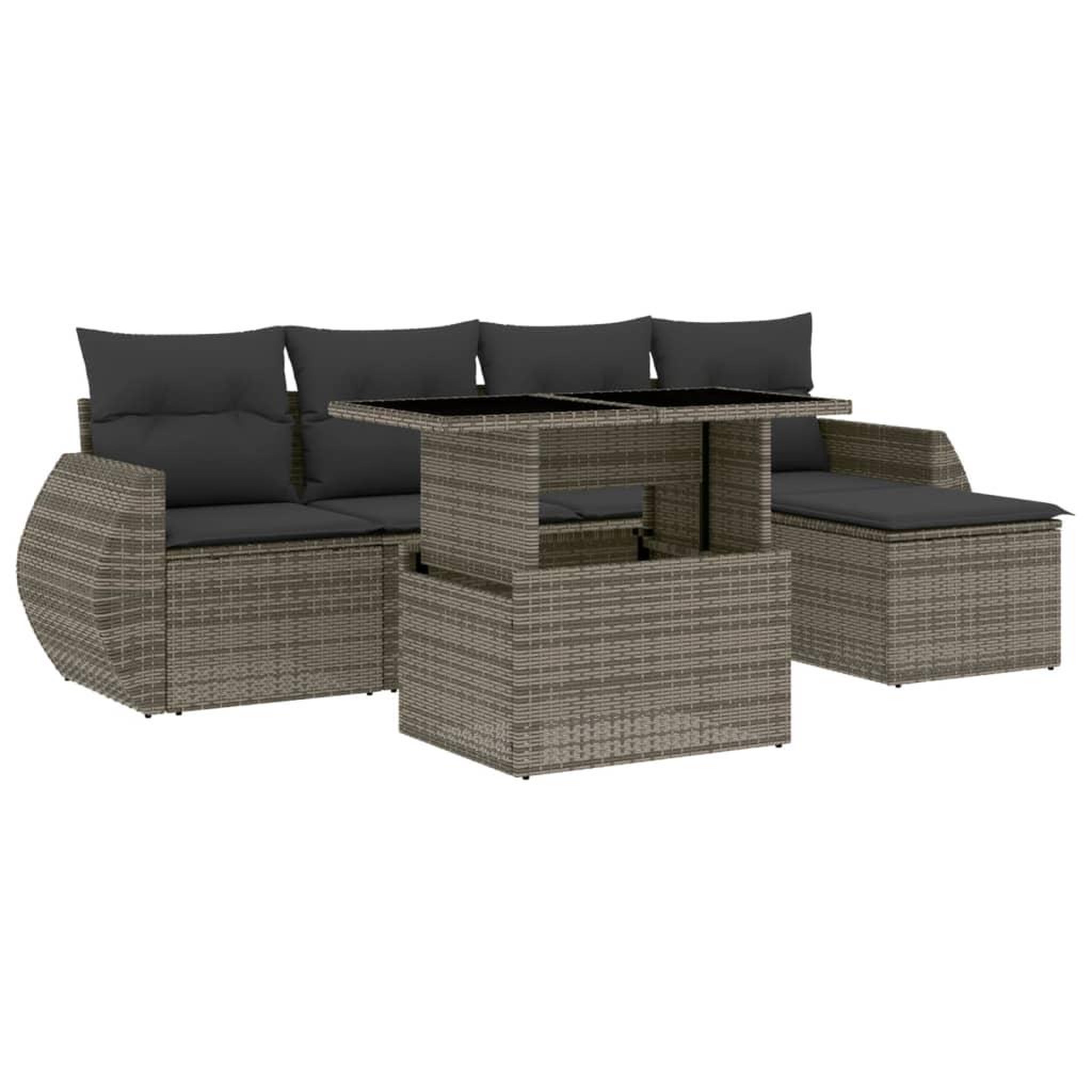 Voir la diapositive 2 : VIDAXL Salon de jardin 6 pcs avec coussins gris resine tressee