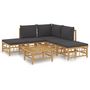 Voir la diapositive 2 : VIDAXL Salon de jardin 6 pcs avec coussins gris fonce bambou