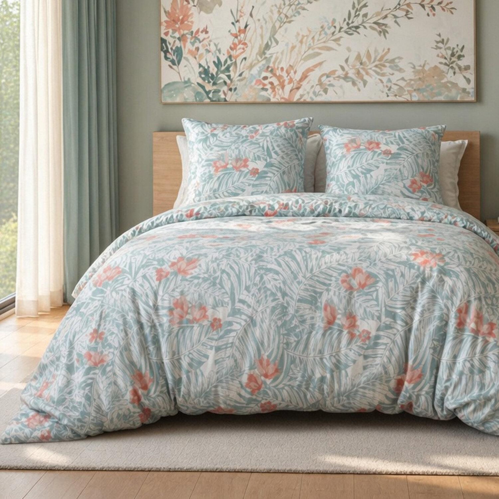 Voir la diapositive 1 : Les Ateliers du Linge Parure housse de couette 100% polyester microfibre 75gsm maonav