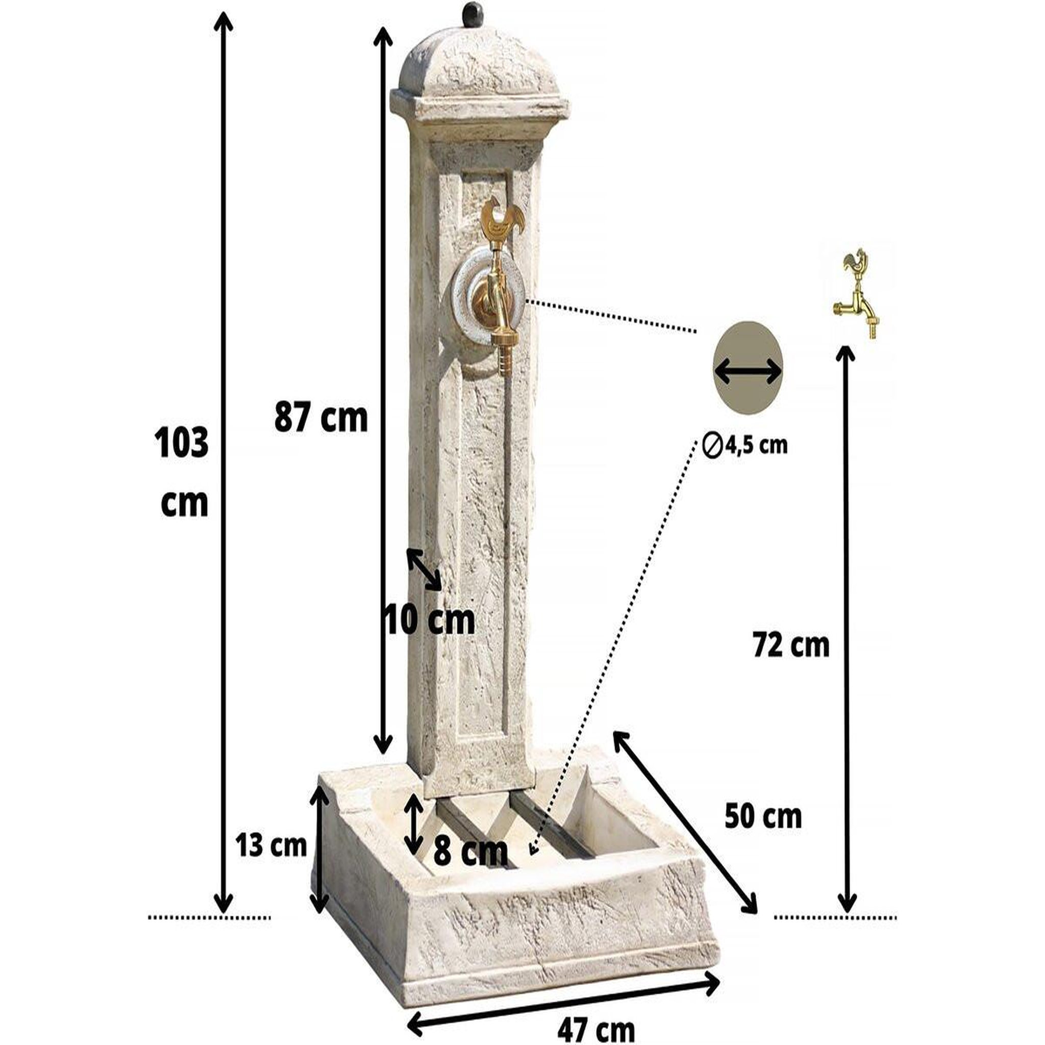 Voir la diapositive 3 : Habitat et Jardin Fontaine  Longchamp  - 0.50 x 0.47 x 1.03 m