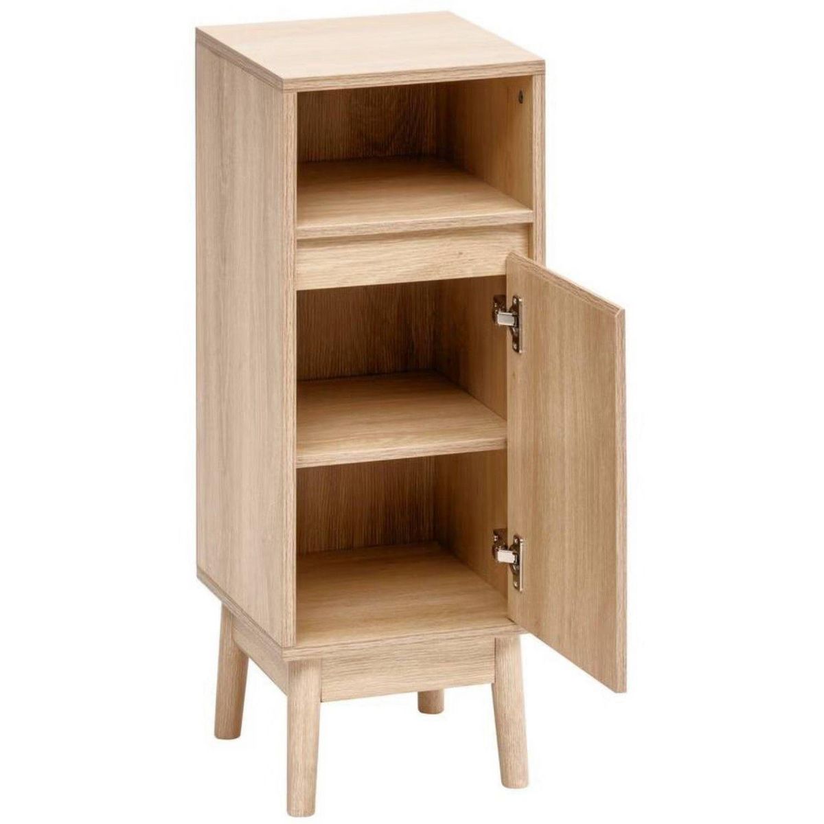 FIVE Meuble bas 1 porte et 1 niche effet bois naturel ABANA - Beige
