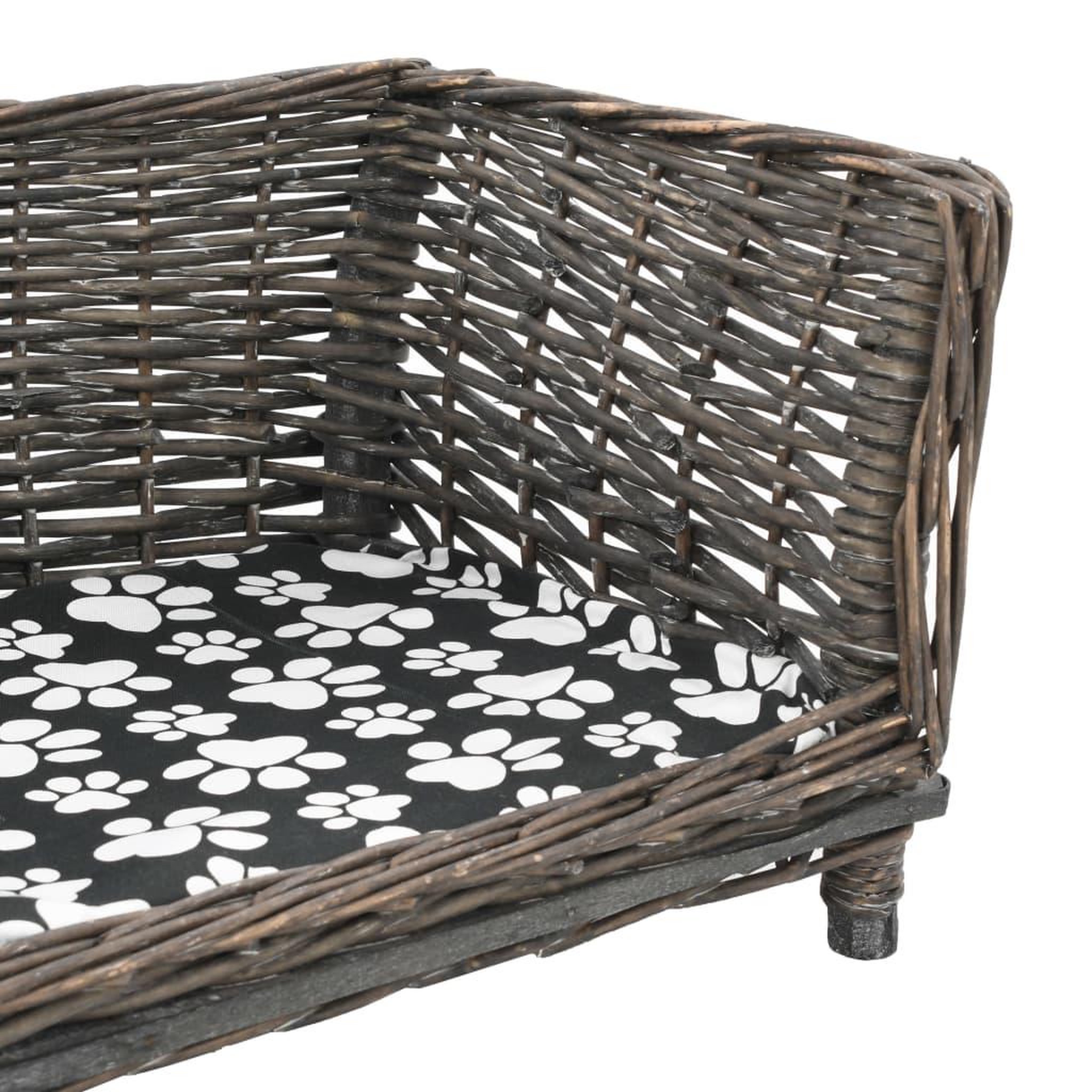Voir la diapositive 4 : VIDAXL Panier pour chiens avec coussin Gris 50x33x30 cm Saule naturel