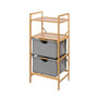 Voir la diapositive 1 : Wenko Etagère de salle de bain en bambou 2 Tiroirs - H. 96 cm - Gris