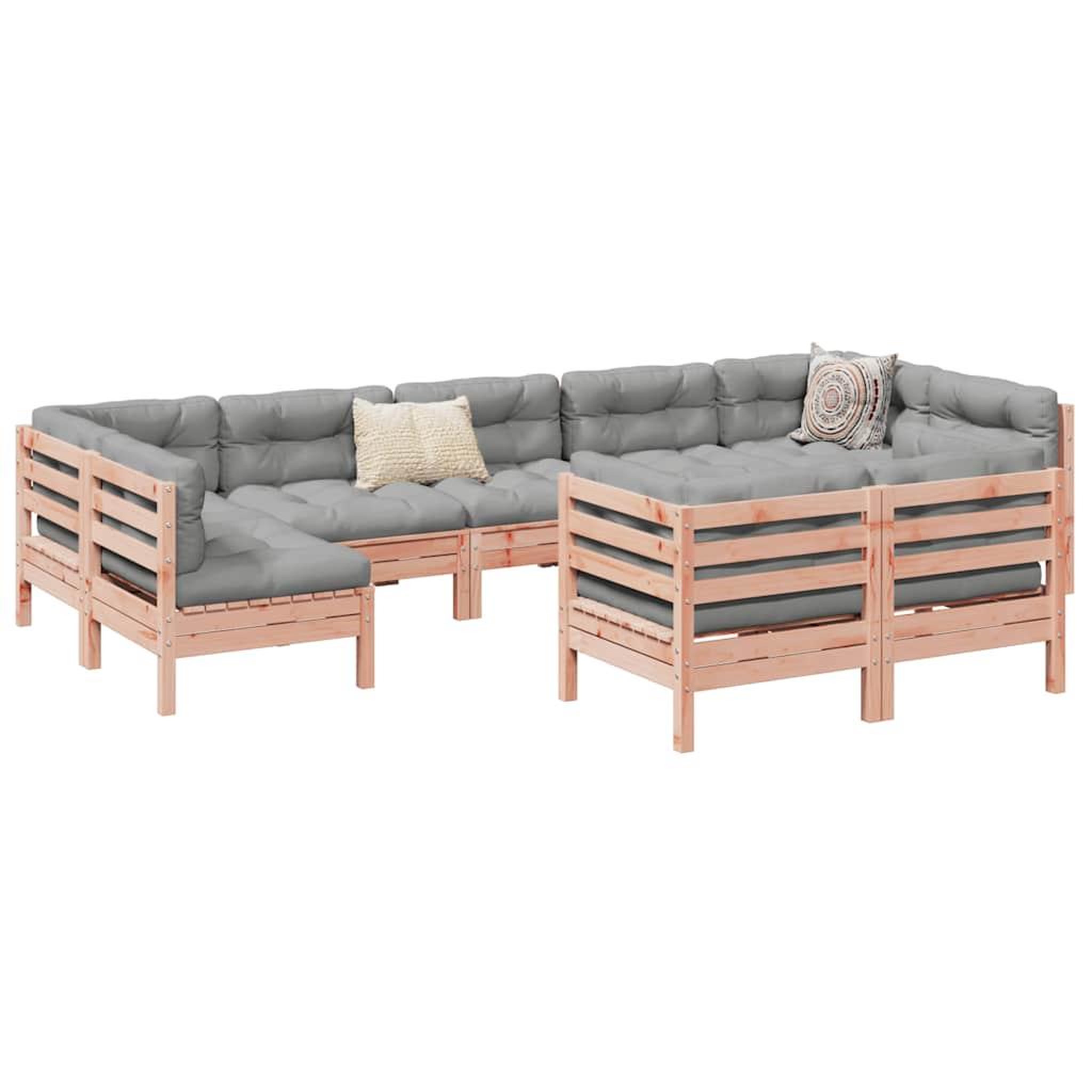 Voir la diapositive 2 : VIDAXL Salon de jardin 9 pcs avec coussins sapin de douglas solide