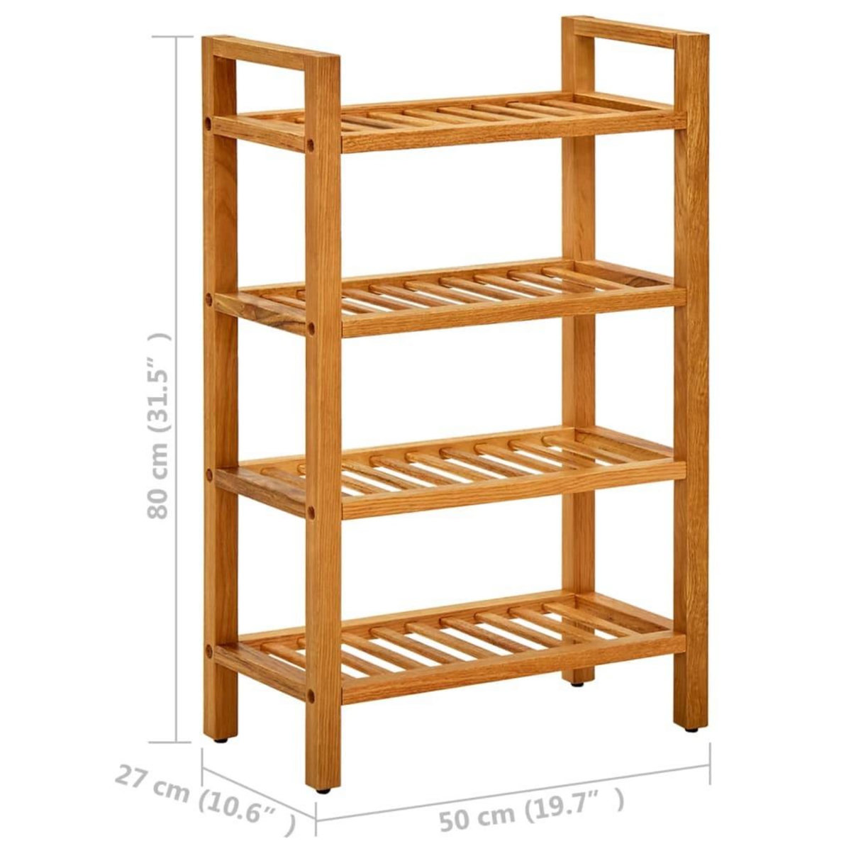 VIDAXL Etagere a chaussures a 4 niveaux 50x27x80 cm Chene massif