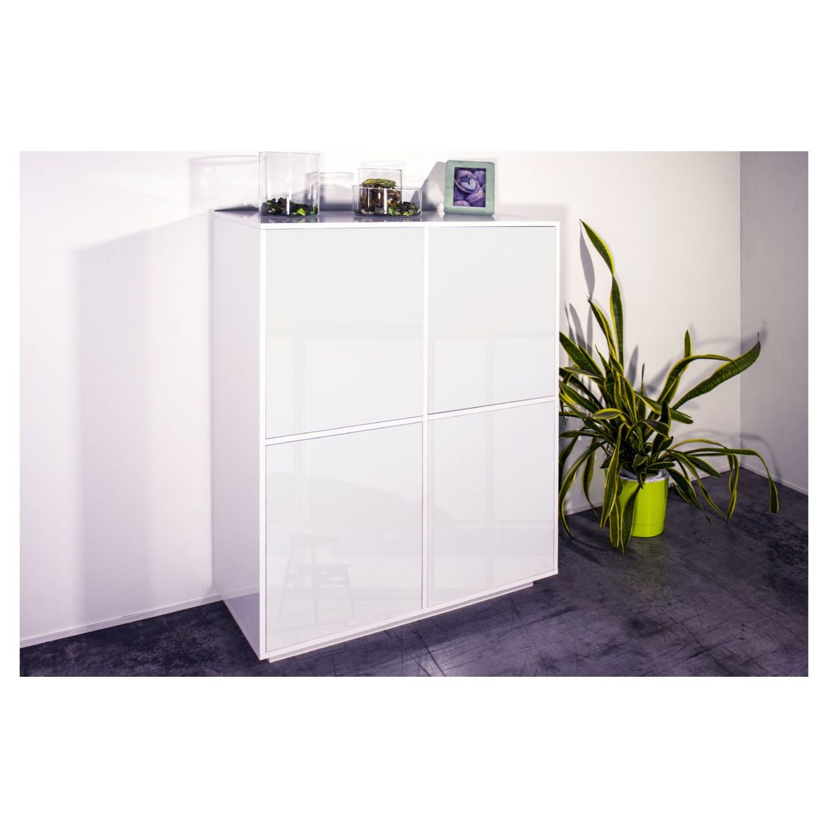 Buffet haut moderne 4 portes 100 cm LUCERA