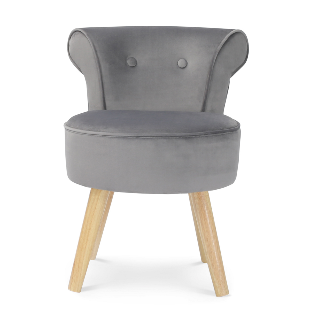 ID MARKET Fauteuil crapaud en velours gris