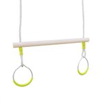 SWEEEK Trapèze bois avec paire d'anneaux métal pour portique de 2 à 2.5m. agrès balançoire. accessoire