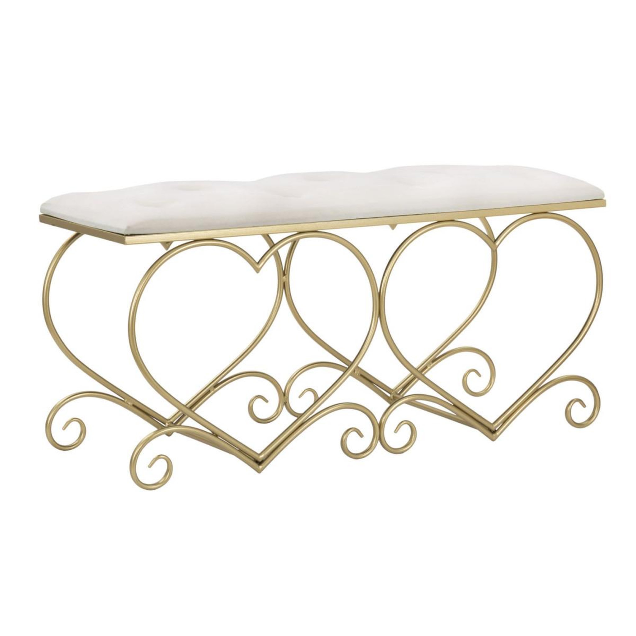 Paris Prix Banc design  heart  105cm crème & or