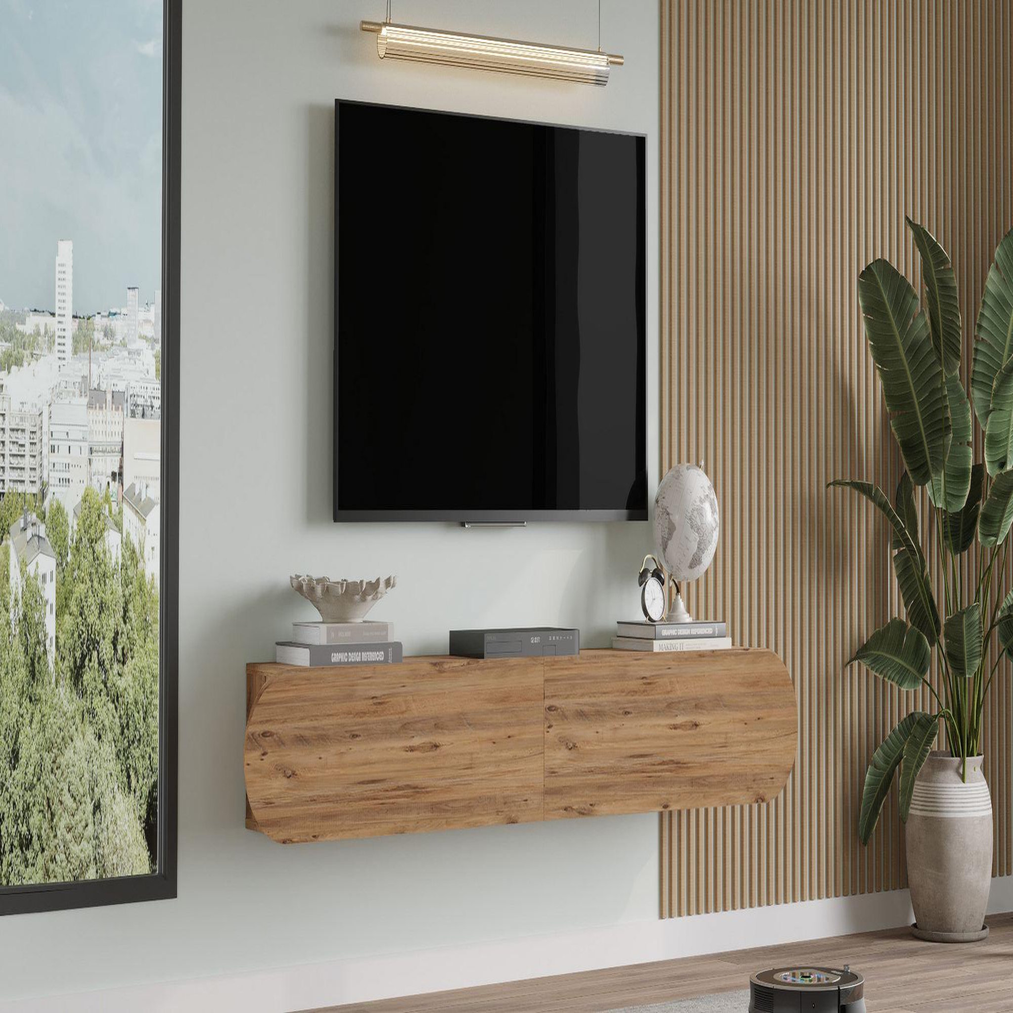 Voir la diapositive 4 : Habitat et Jardin Meuble tv en bois  lum1  - 180 x 31 x 29 cm - marron