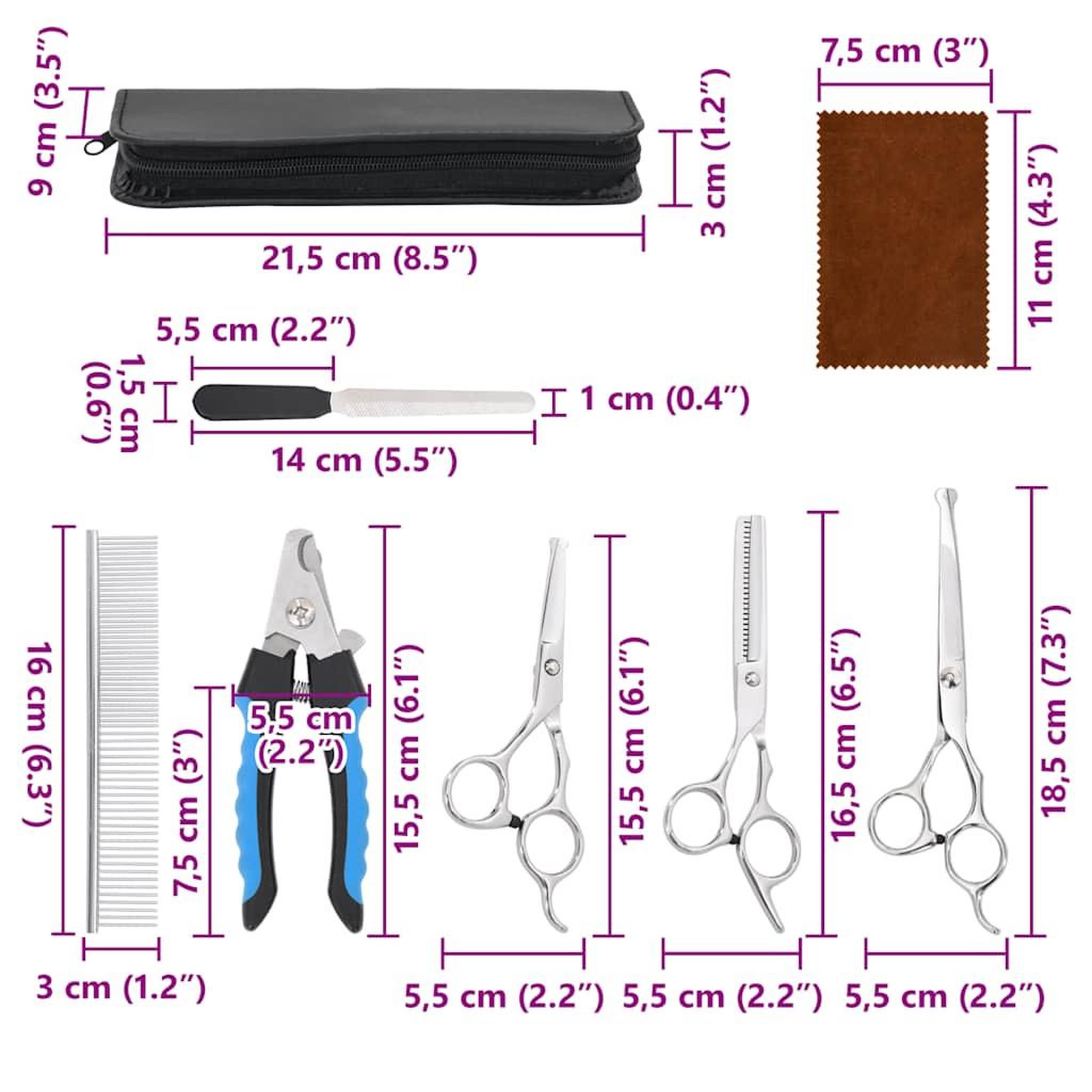 Voir la diapositive 6 : VIDAXL Ensemble de ciseaux de toilettage pour chien 6 pcs
