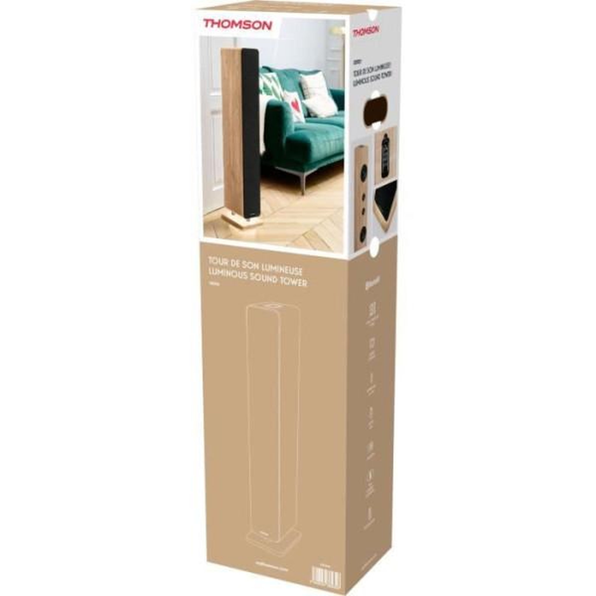 Voir la diapositive 6 : THOMSON Enceinte Colonne Haute Qualite Tour de son Bluetooth - THOMSON - Bois/Noir - 120W, Optique, USB, Égaliseur, TWS, Télécommande, Alim. 230V