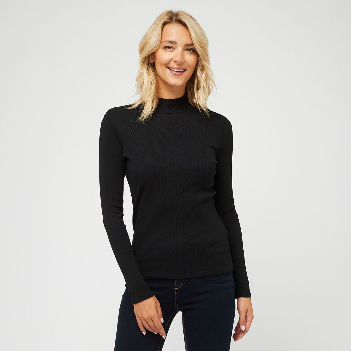 Pull col discount montant noir femme