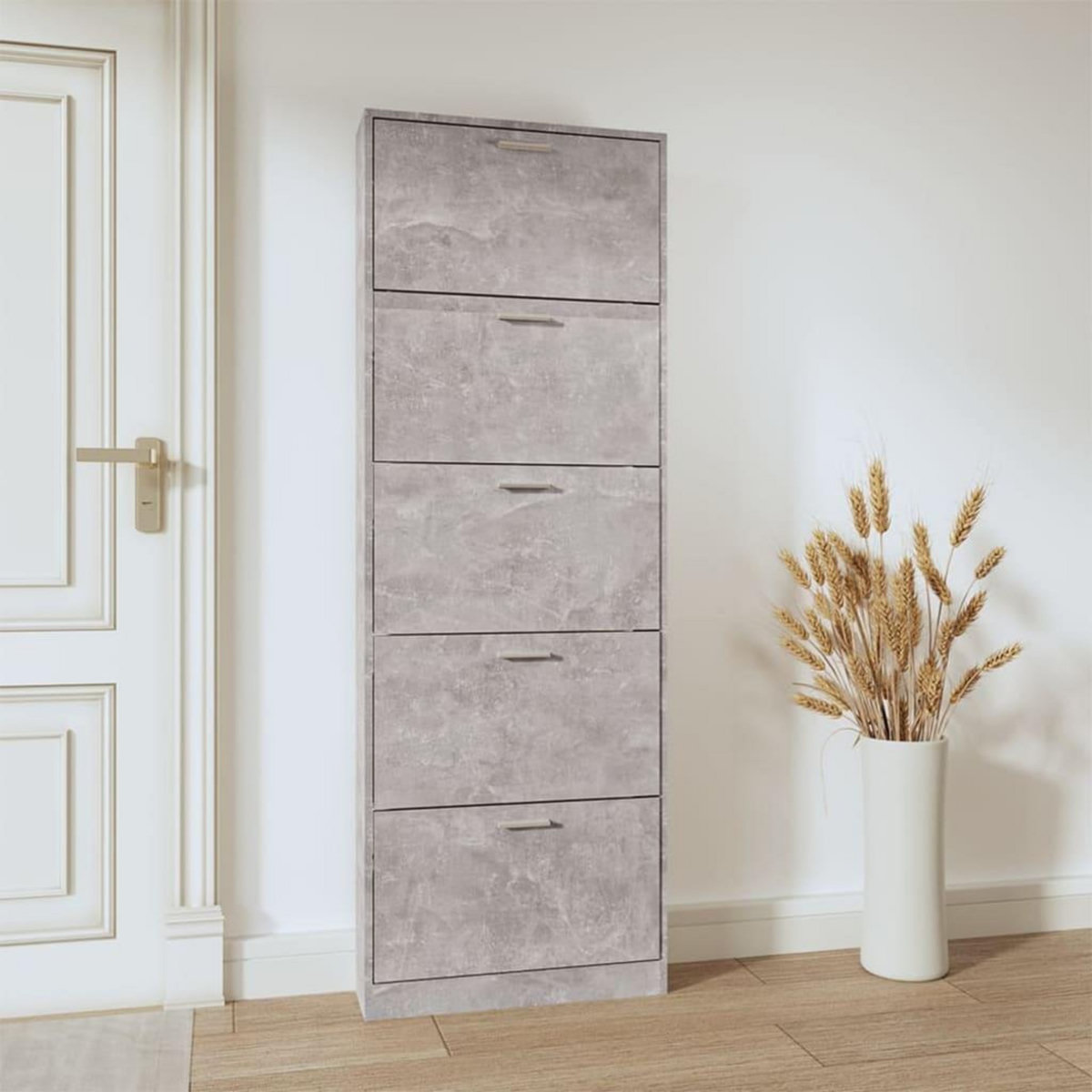 VIDAXL Armoire a chaussures Gris beton 59x17x169 cm Bois d'ingenierie