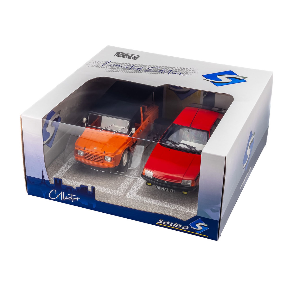 SOLIDO Pack Véhicules 1/18 Citroën Mehari Orange et Renault Fuego Turbo Rouge