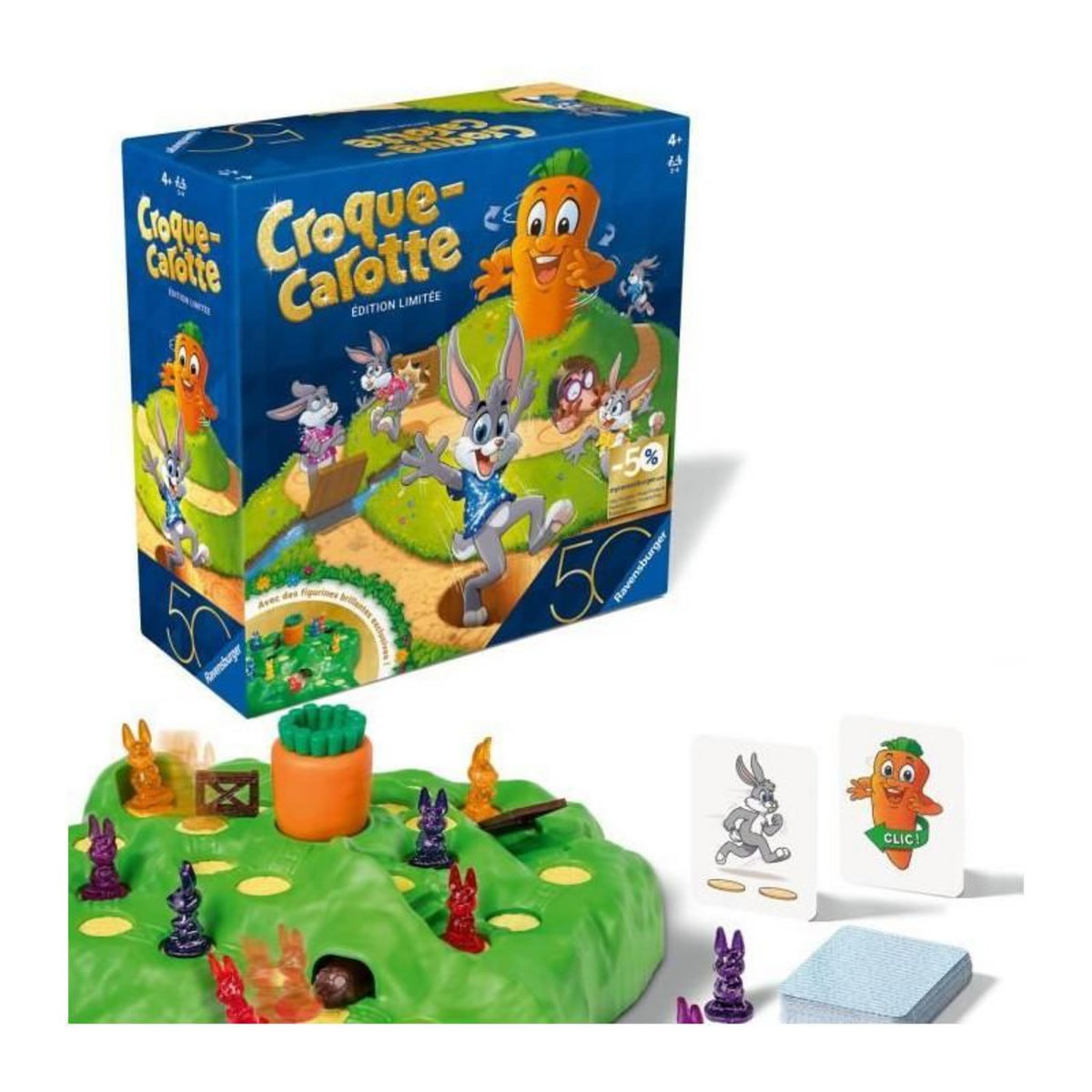 RAVENSBURGER Ravensburger-Croque Carotte 50 ans-Jeu de société-Enfants&Parents-Jeu de parcours rigolo-A partir de 4 ans-Mixte-23006