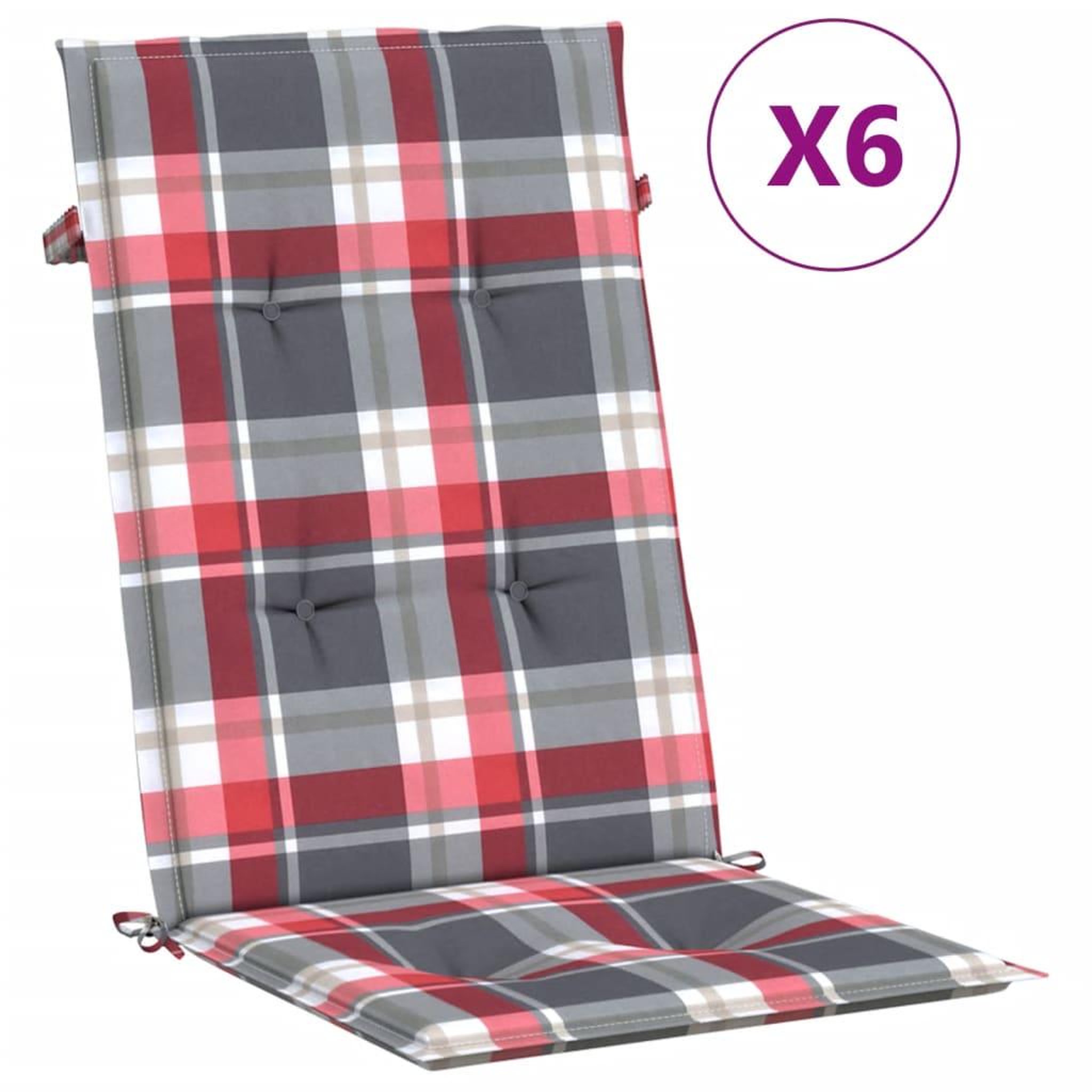 Voir la diapositive 2 : VIDAXL Coussins de chaise de jardin a dossier haut lot de 6 120x50x3cm