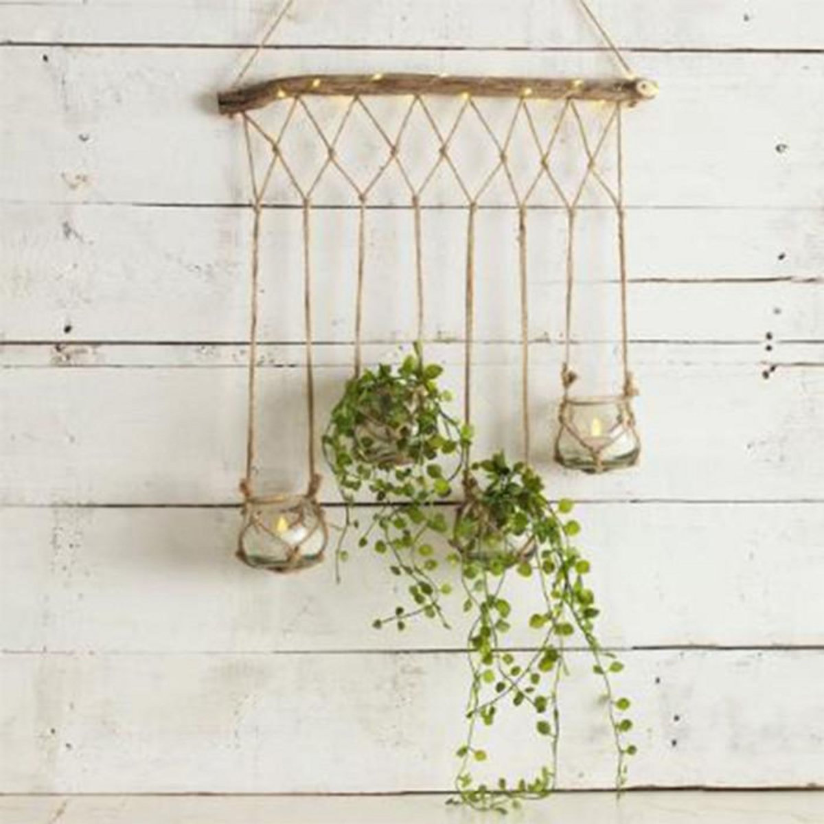 ATMOSPHERA Suspension Design à Led  4 Soliflores  70cm Naturel