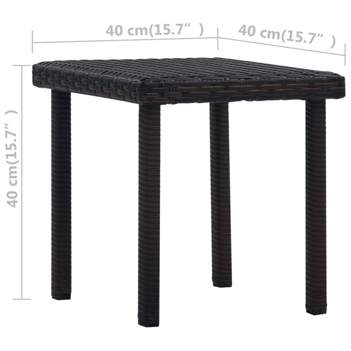 VIDAXL Table a the de jardin Marron 40x40x40 cm Resine tressee