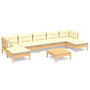 Voir la diapositive 2 : VIDAXL Salon de jardin 8 pcs avec coussins creme Bois de pin