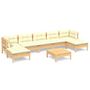 Voir la diapositive 2 : VIDAXL Salon de jardin 8 pcs avec coussins creme Bois de pin