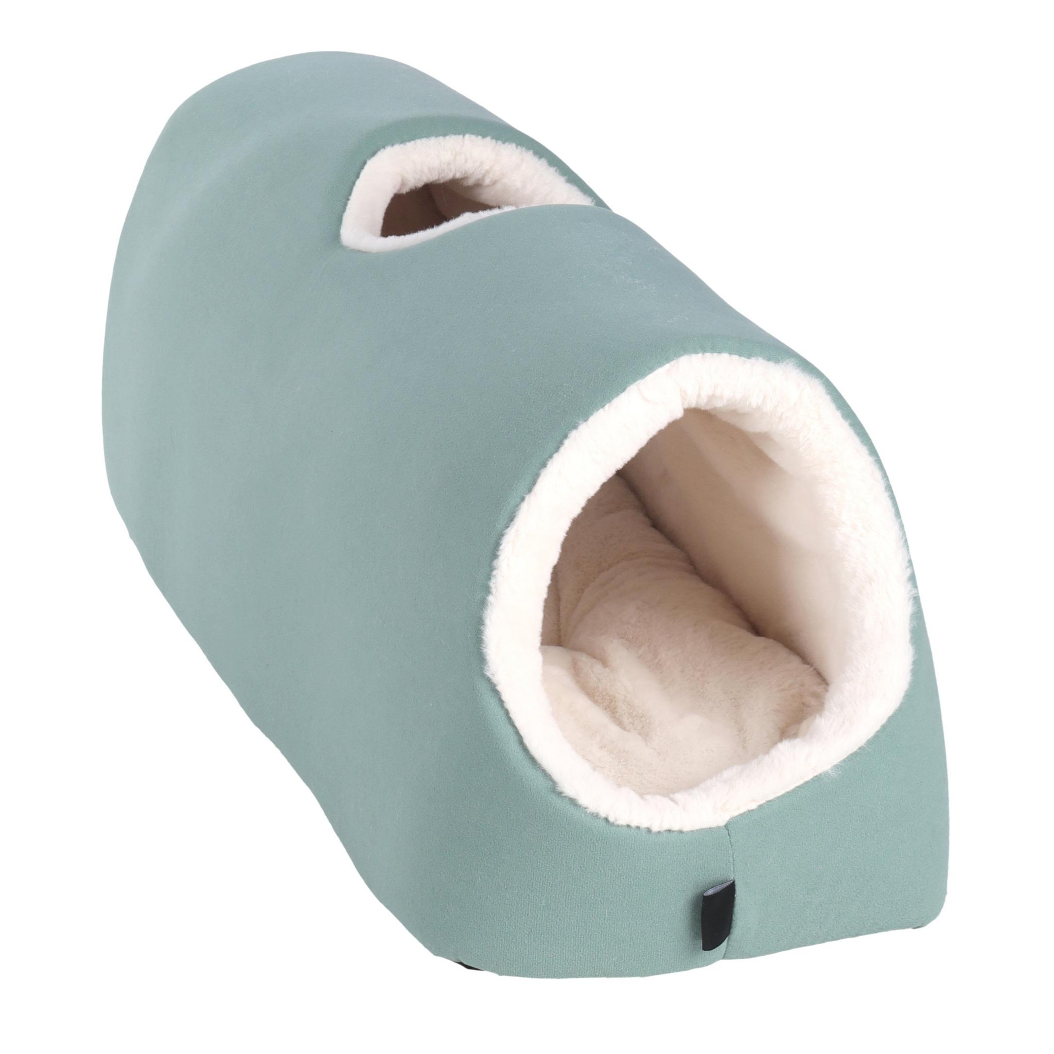 Eden Couchage en tunnel pour chat. Coloris disponibles : Vert, Beige