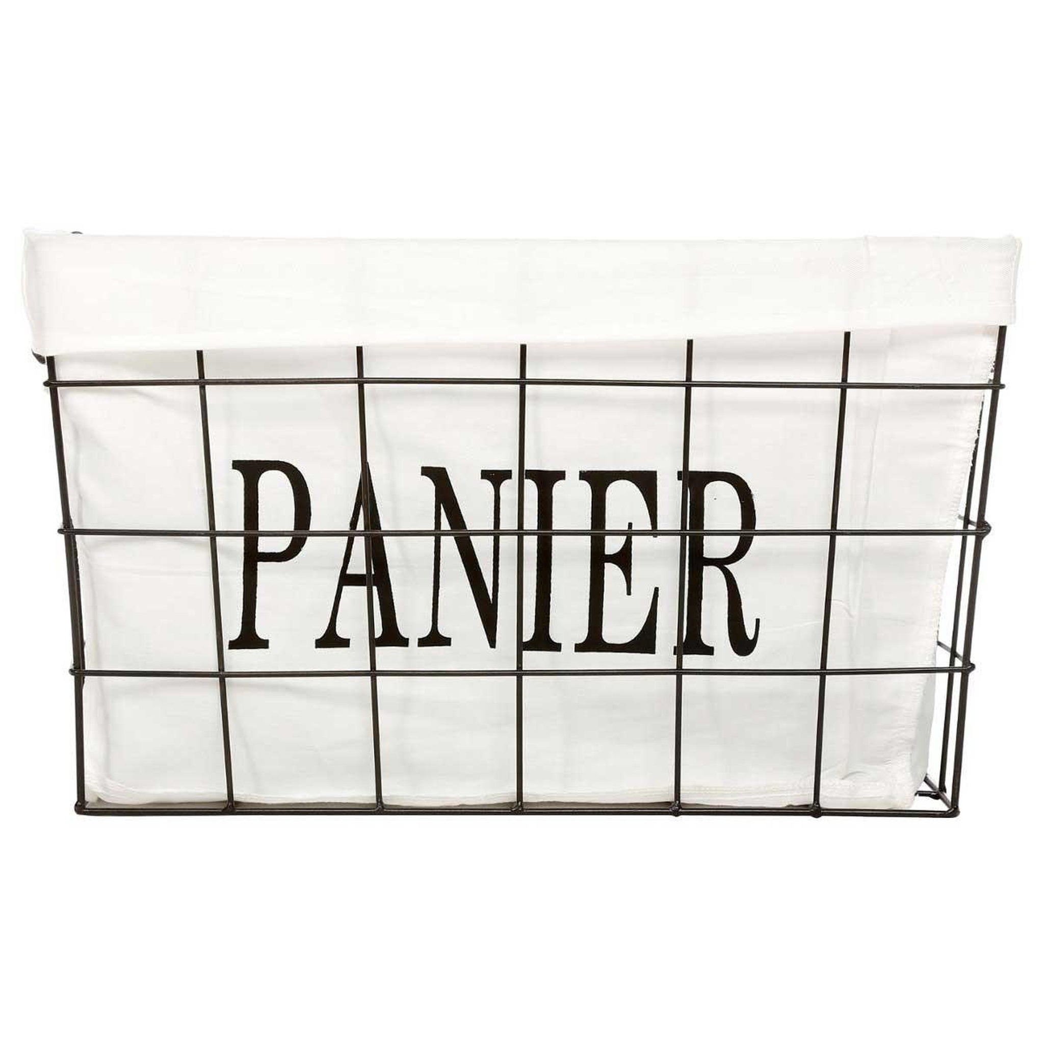 Voir la diapositive 2 : ATMOSPHERA Lot de 5 Paniers Rectangulaire  Welcome Black  51cm Blanc