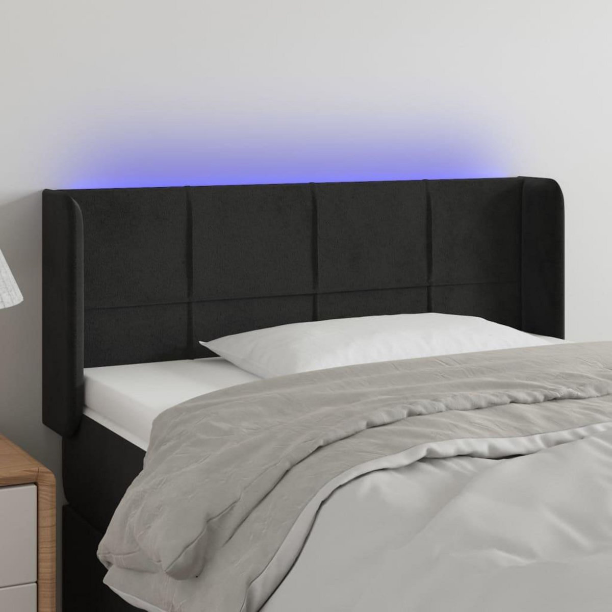 VIDAXL Tete de lit a LED Noir 83x16x78/88 cm Velours