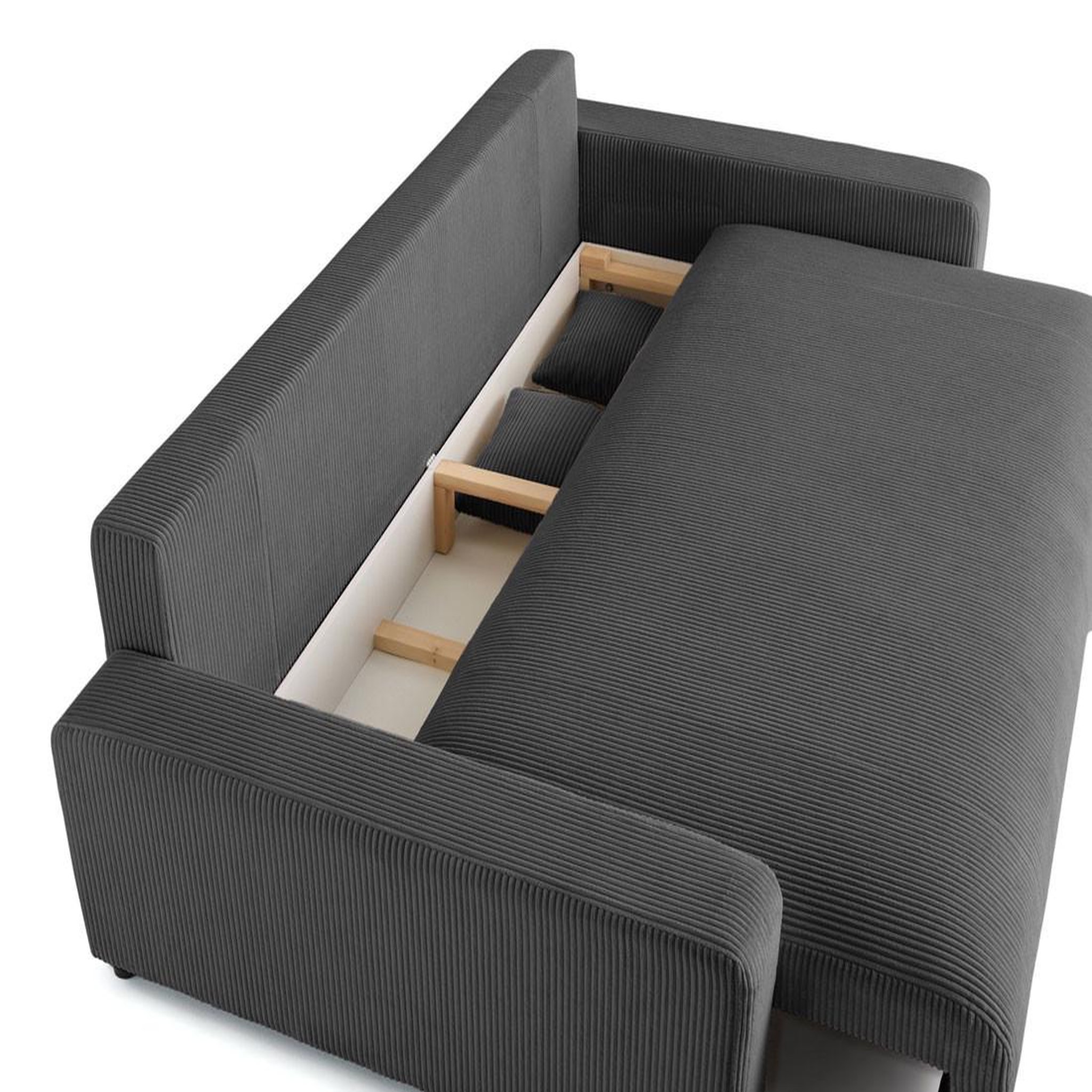 Voir la diapositive 3 : LISA DESIGN Pivoine - canapé droit 3 places - convertible avec coffre - en velours côtelé