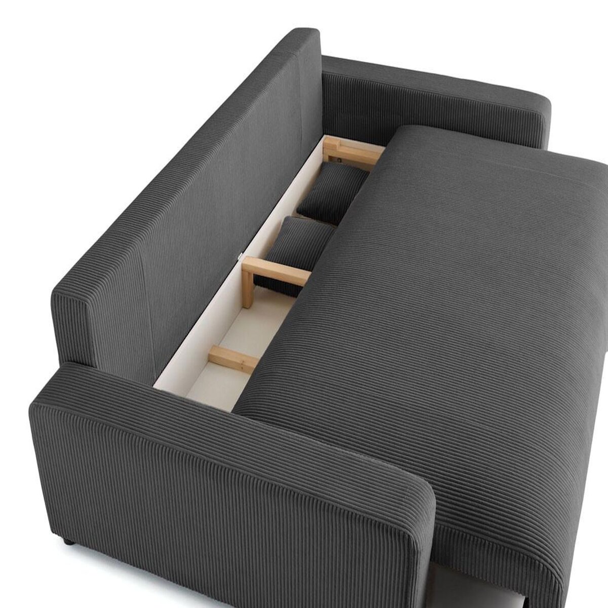 LISA DESIGN Pivoine - canapé droit 3 places - convertible avec coffre - en velours côtelé