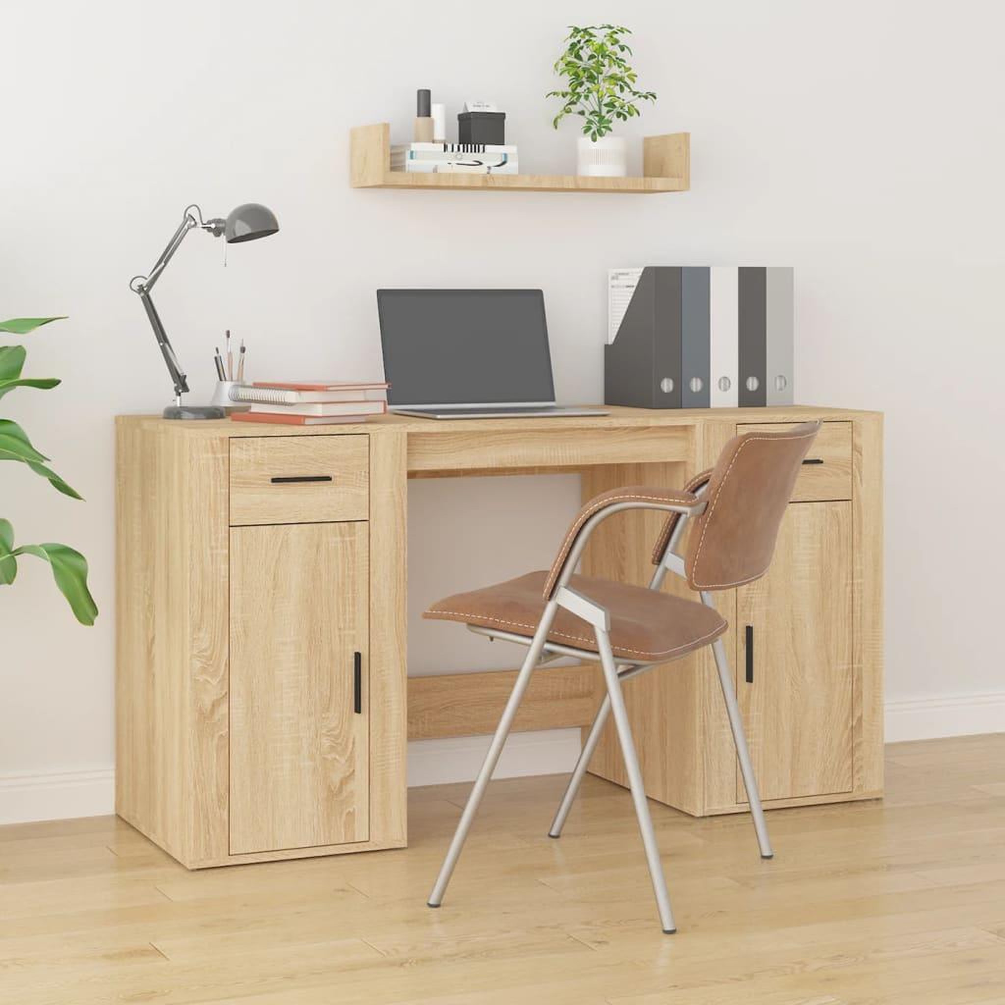 Voir la diapositive 1 : VIDAXL Bureau avec armoire chene sonoma bois d'ingenierie