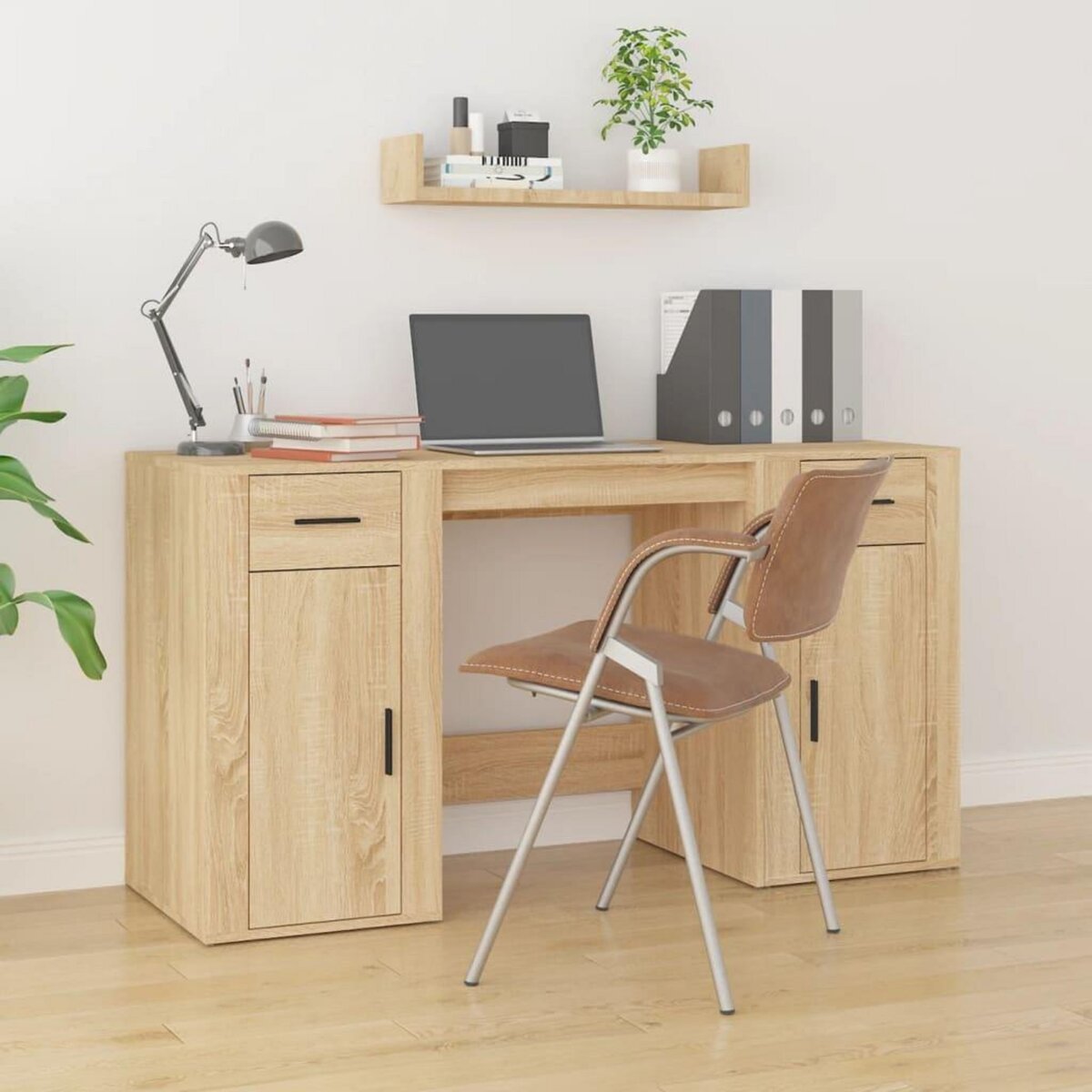 VIDAXL Bureau avec armoire chene sonoma bois d'ingenierie