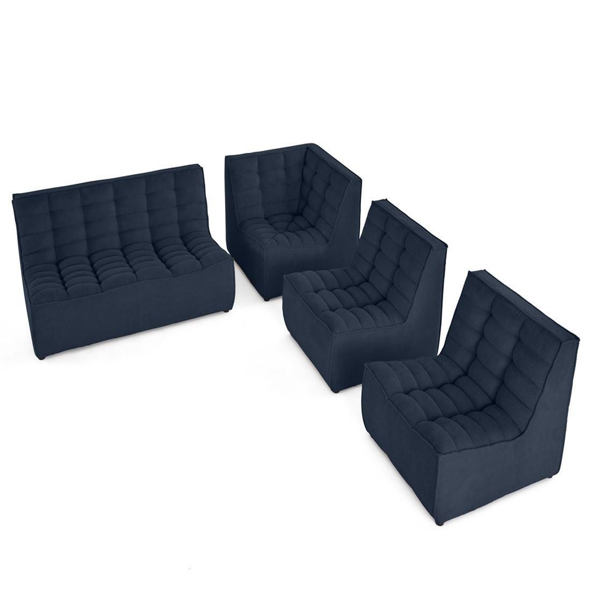 Voir la diapositive 2 : BEST MOBILIER Ellie - canapé modulable d'angle réversible 5 places en velours texturé
