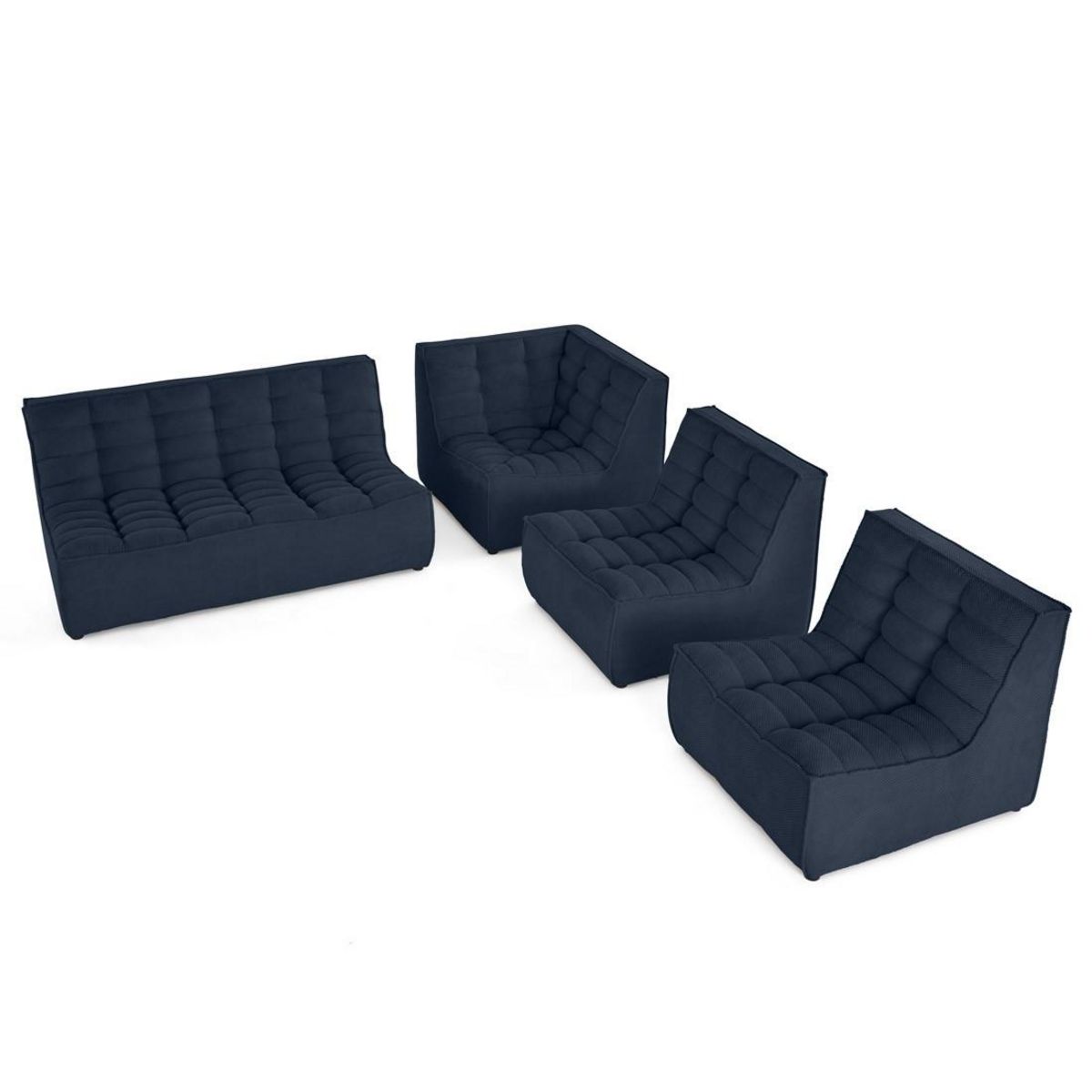 LISA DESIGN Ellie - canapé modulable d'angle réversible 5 places en velours texturé