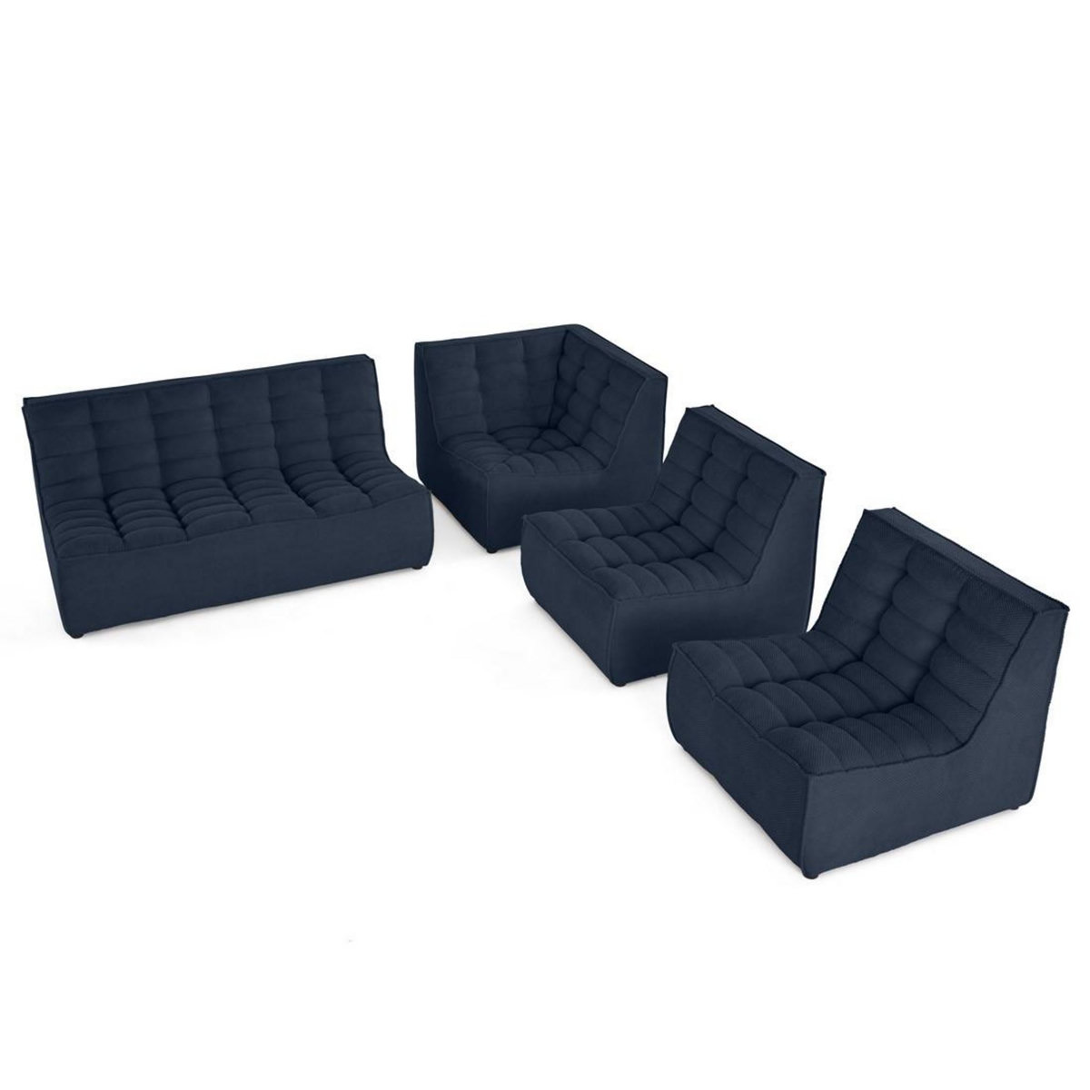 LISA DESIGN Ellie - canapé modulable d'angle réversible 5 places en velours texturé